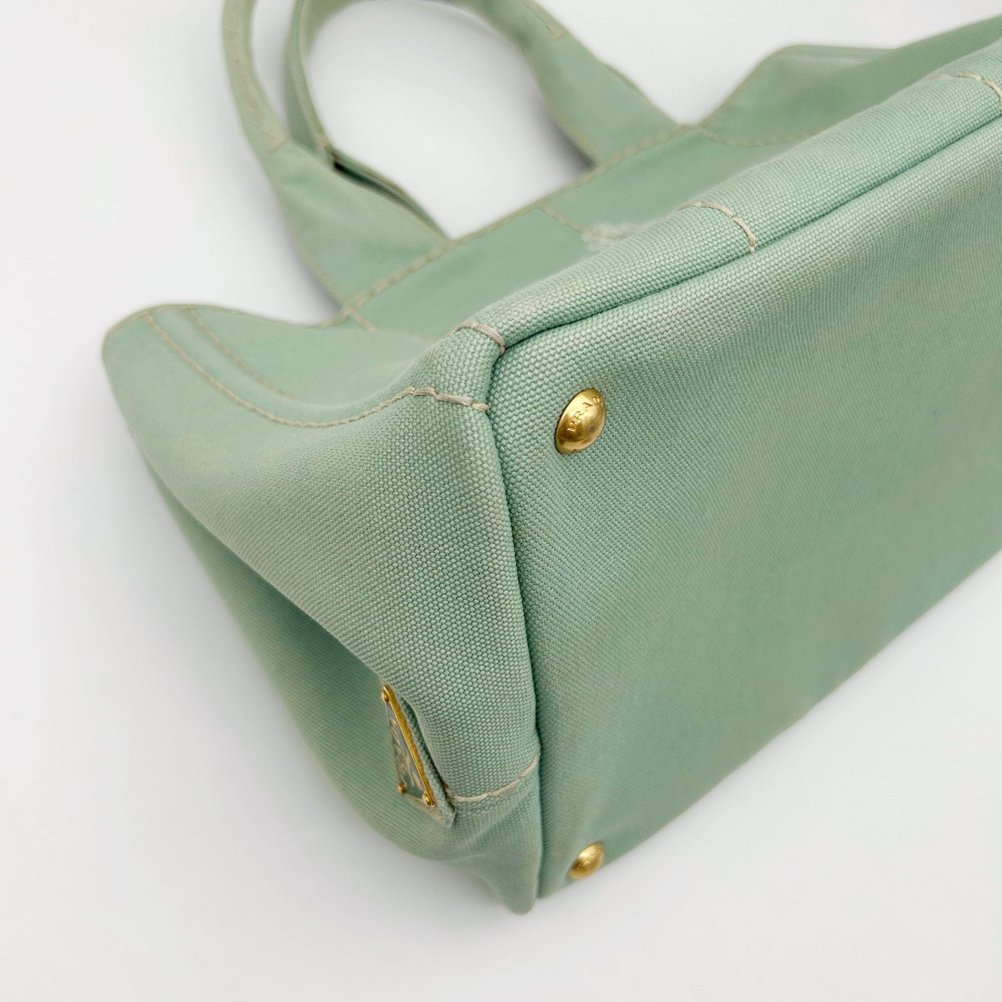 Prada Mint Green Canvas Large Tote Bag [Used]