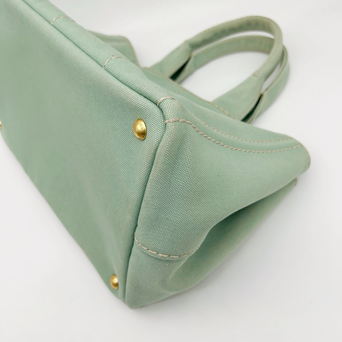 Prada Mint Green Canvas Large Tote Bag [Used]