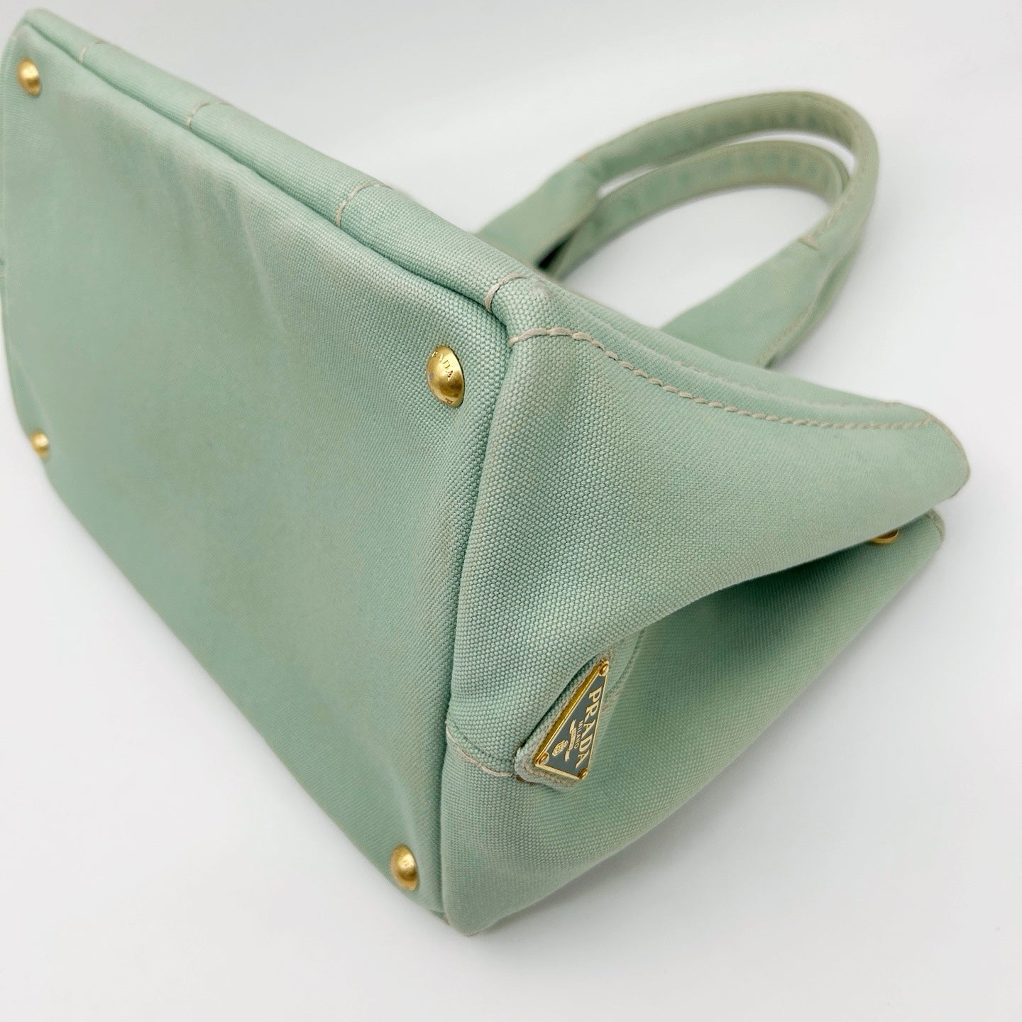 Prada Mint Green Canvas Large Tote Bag [Used]