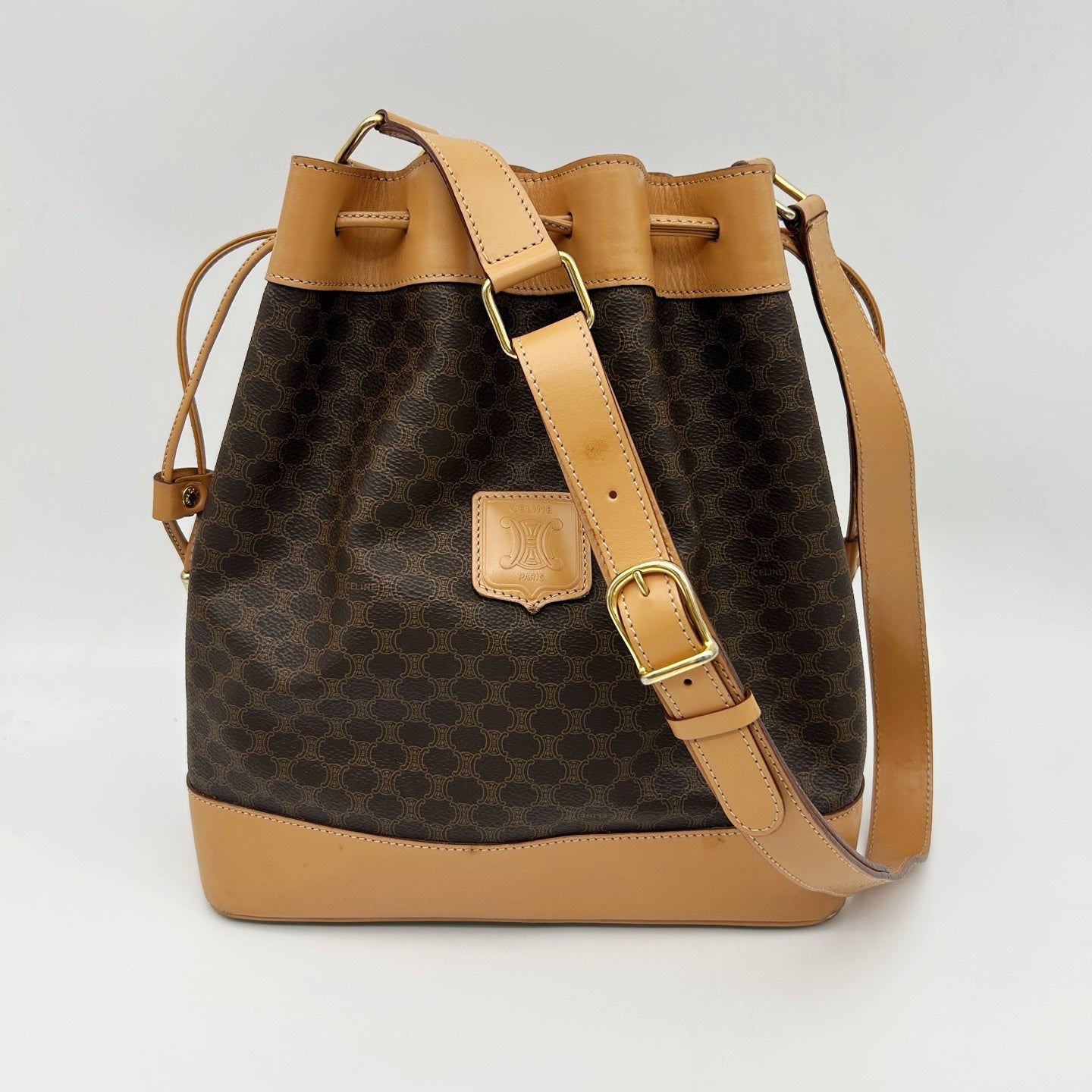 CELINE Macadam Canvas Drawstring Bucket Bag with Pouch [Used]