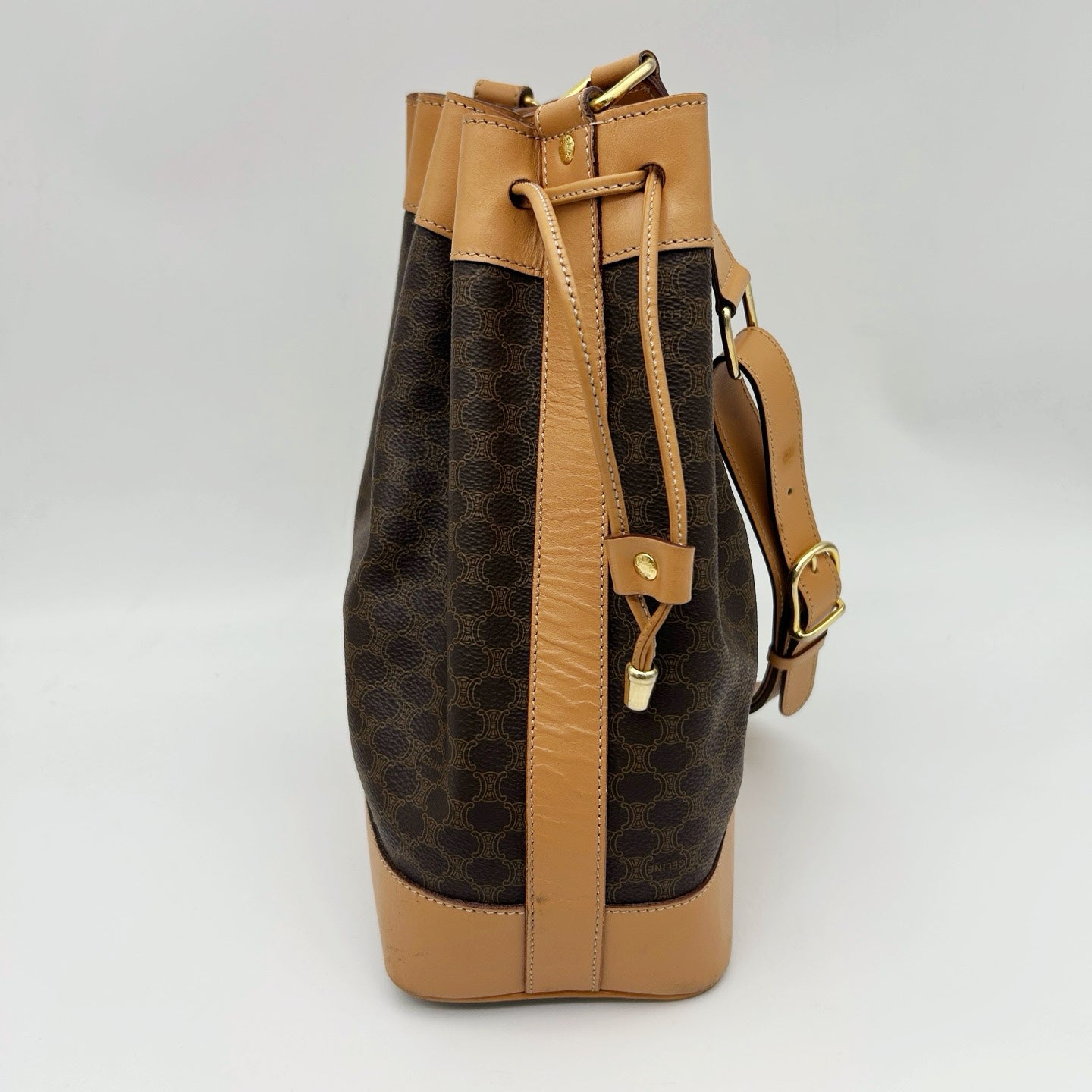 CELINE Macadam Canvas Drawstring Bucket Bag with Pouch [Used]