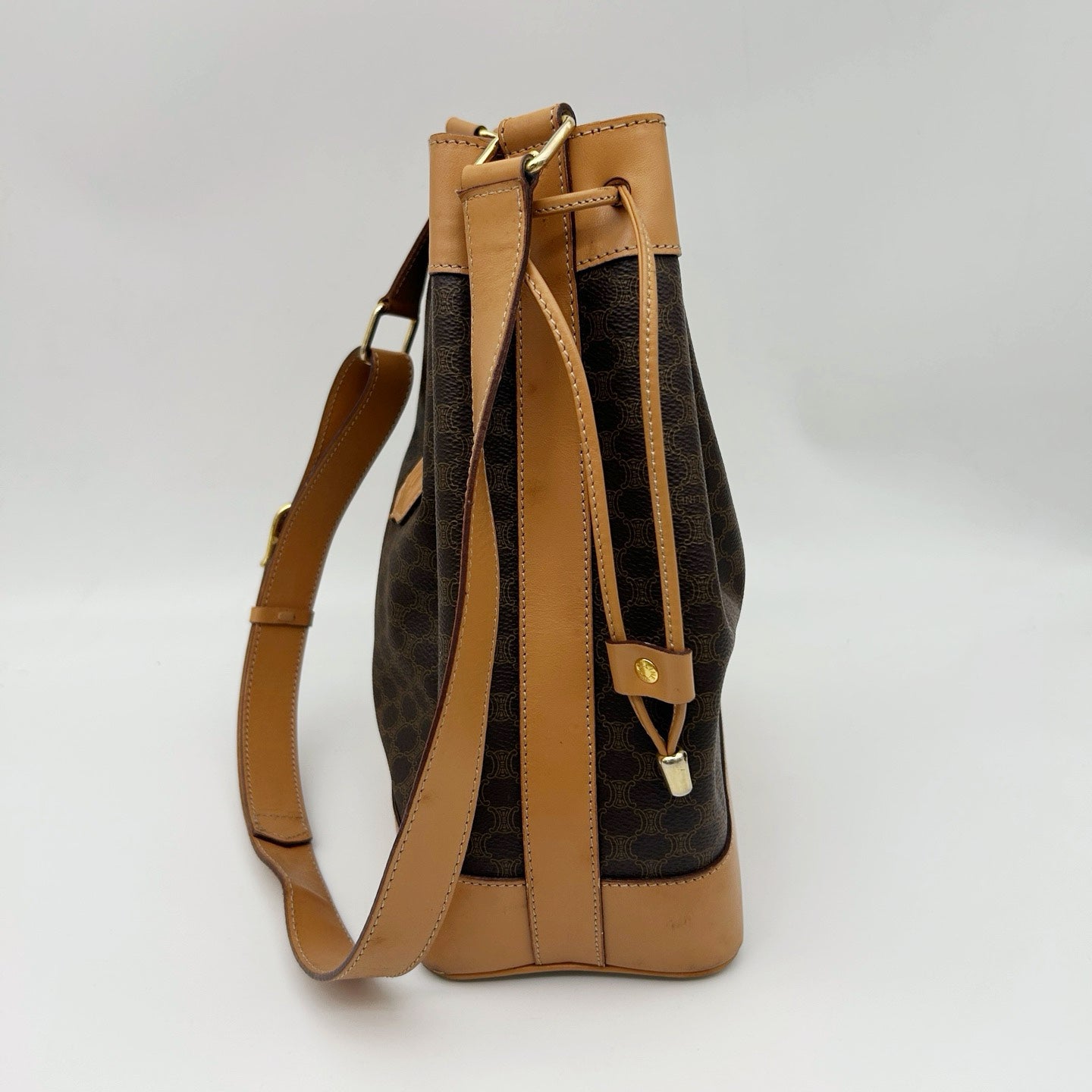 CELINE Macadam Canvas Drawstring Bucket Bag with Pouch [Used]