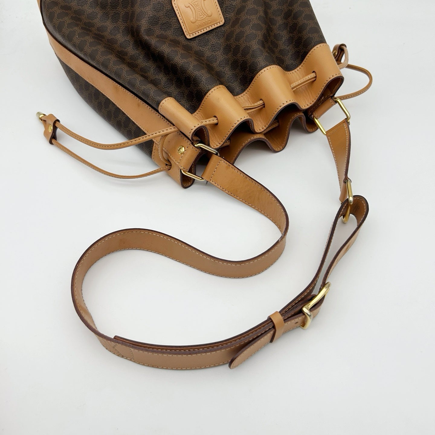 CELINE Macadam Canvas Drawstring Bucket Bag with Pouch [Used]