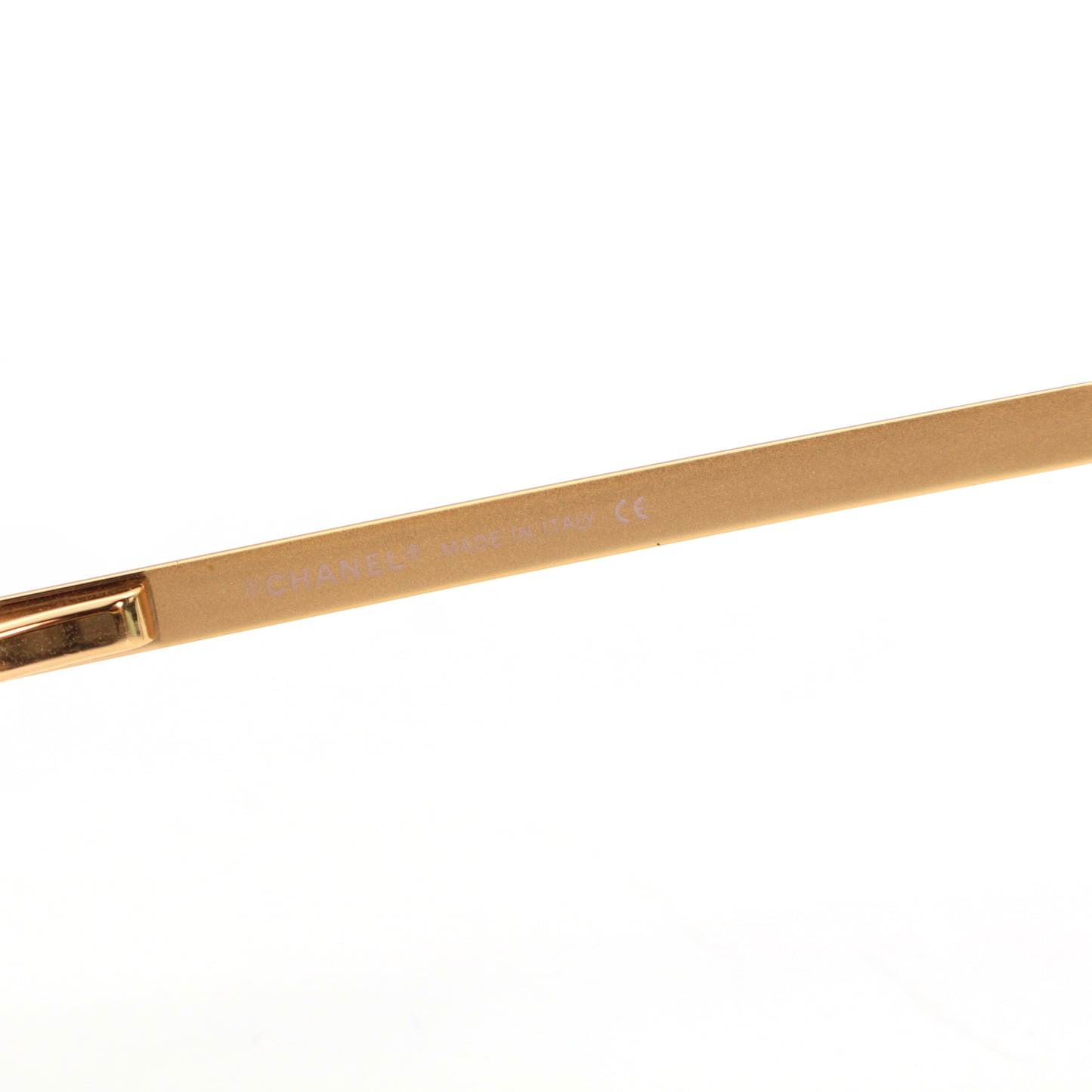 CHANEL Gold Brown Y2K Rimless CC Logo Sunglasses [Used]