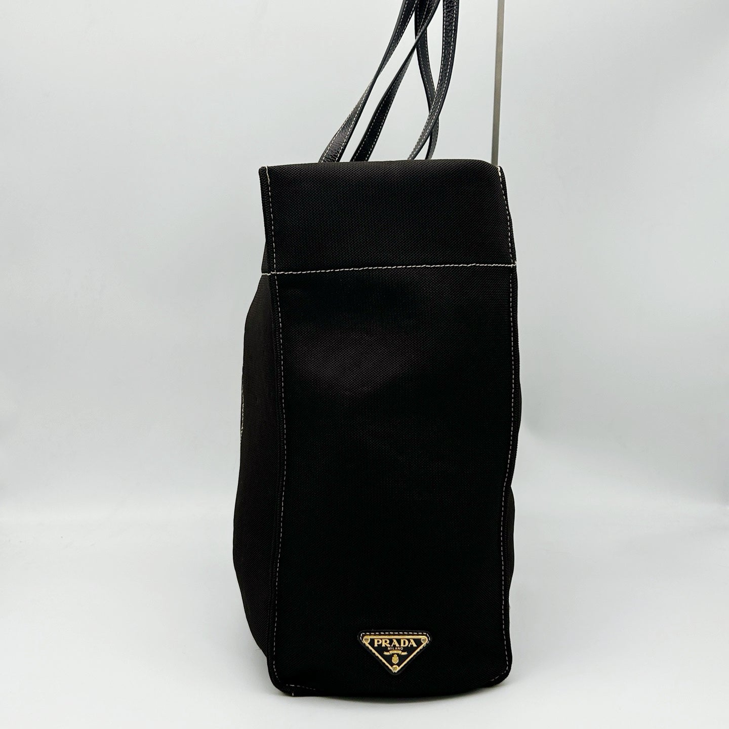 PRADA Dark Grey Brown Canvas Large Tote Bag [Used]