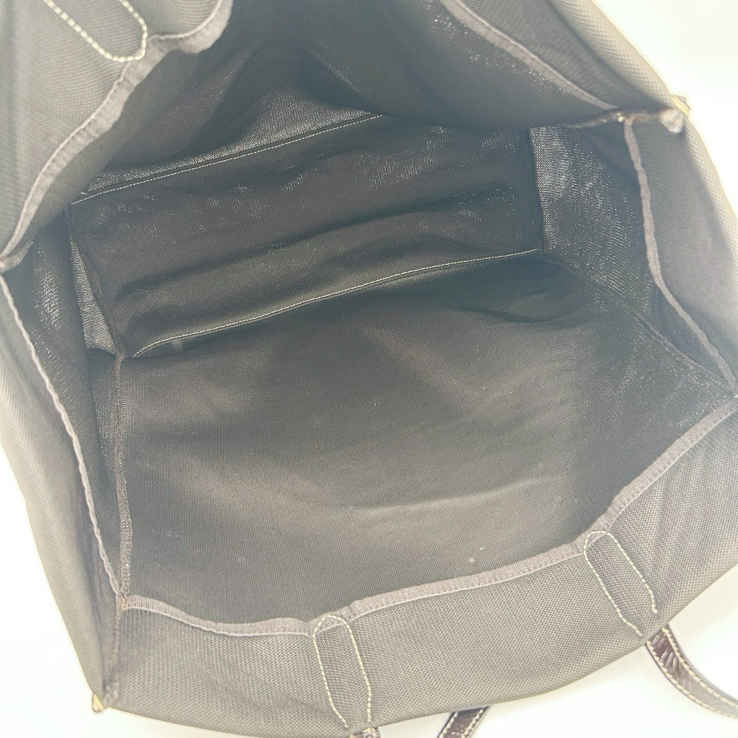 PRADA Dark Grey Brown Canvas Large Tote Bag [Used]
