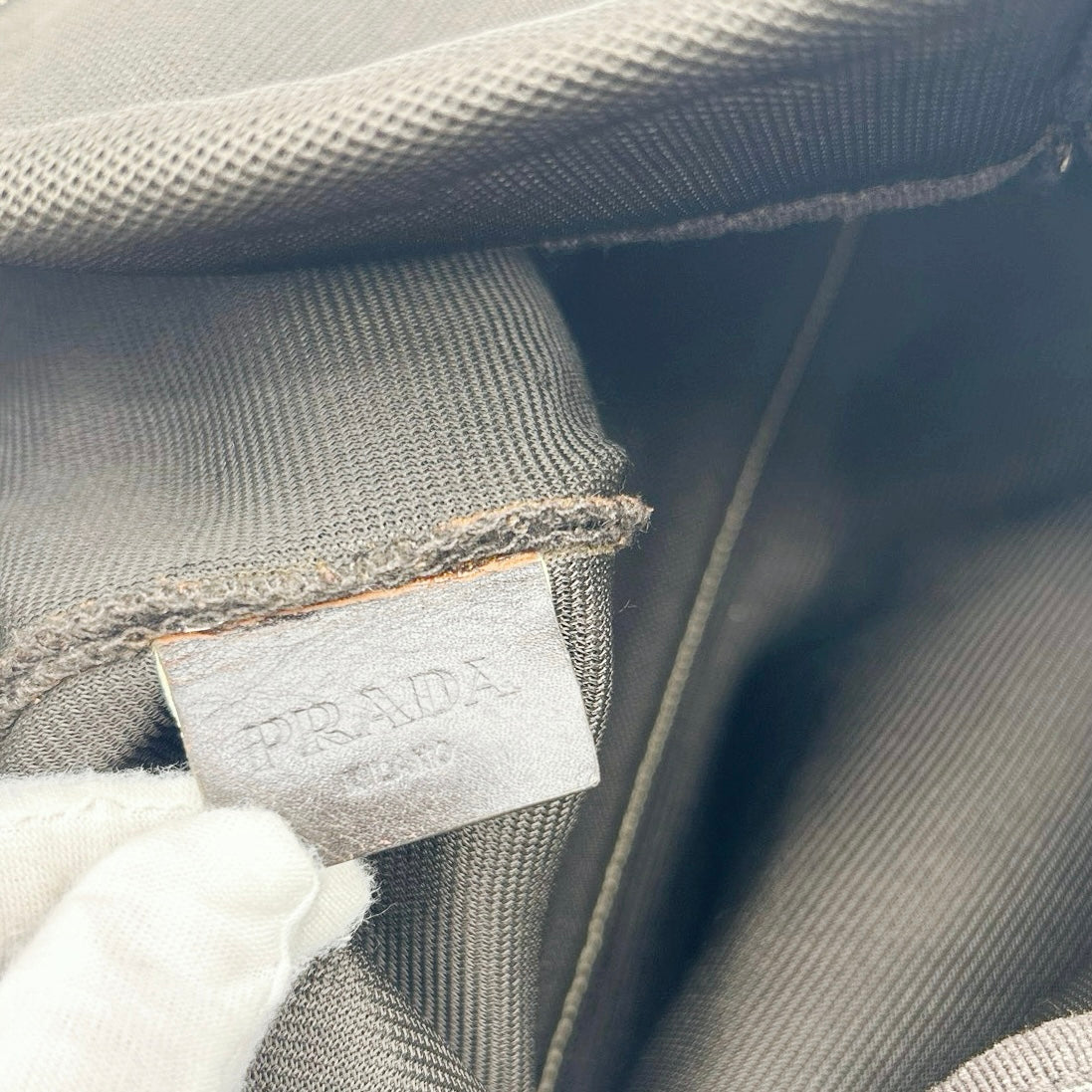 PRADA Dark Grey Brown Canvas Large Tote Bag [Used]