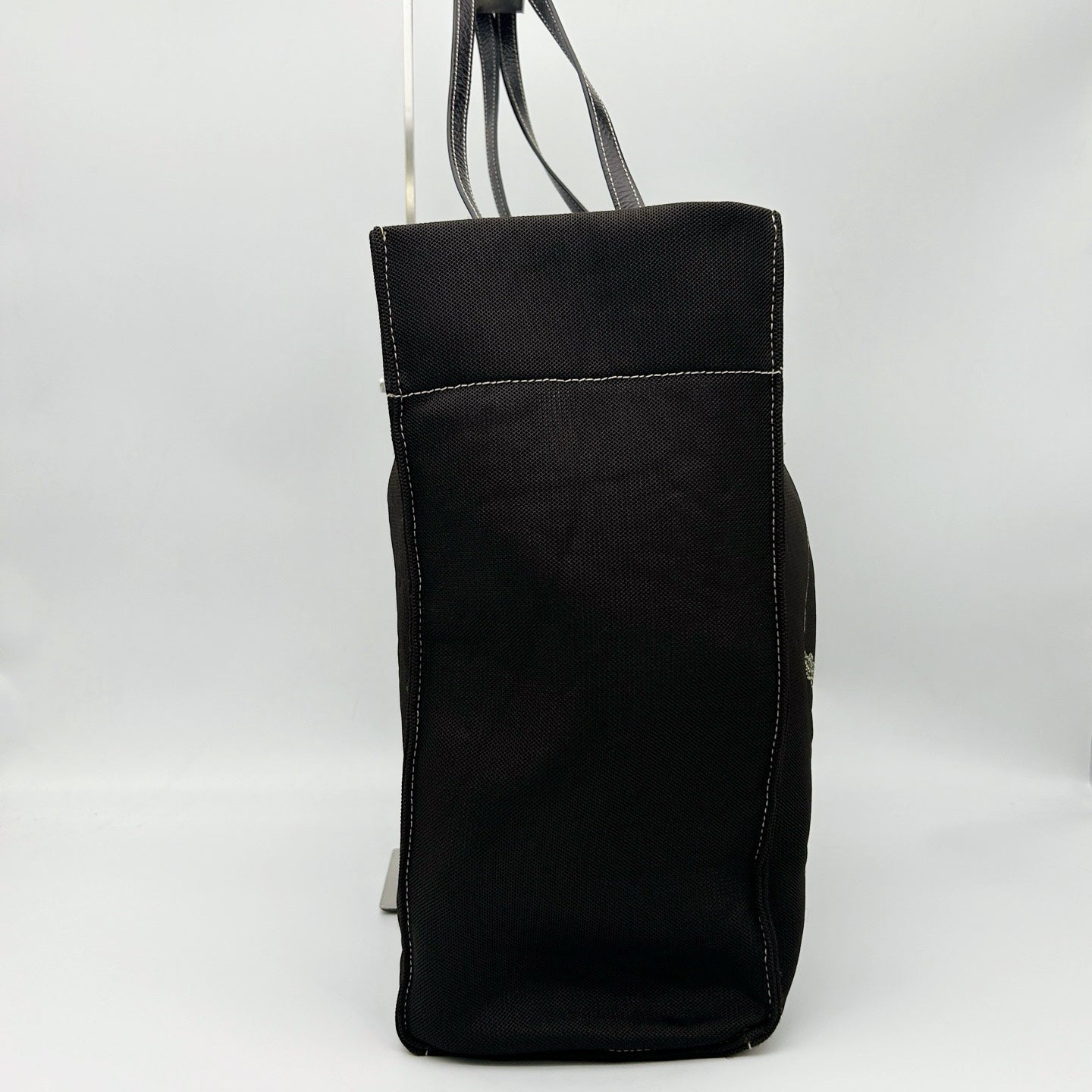 PRADA Dark Grey Brown Canvas Large Tote Bag [Used]