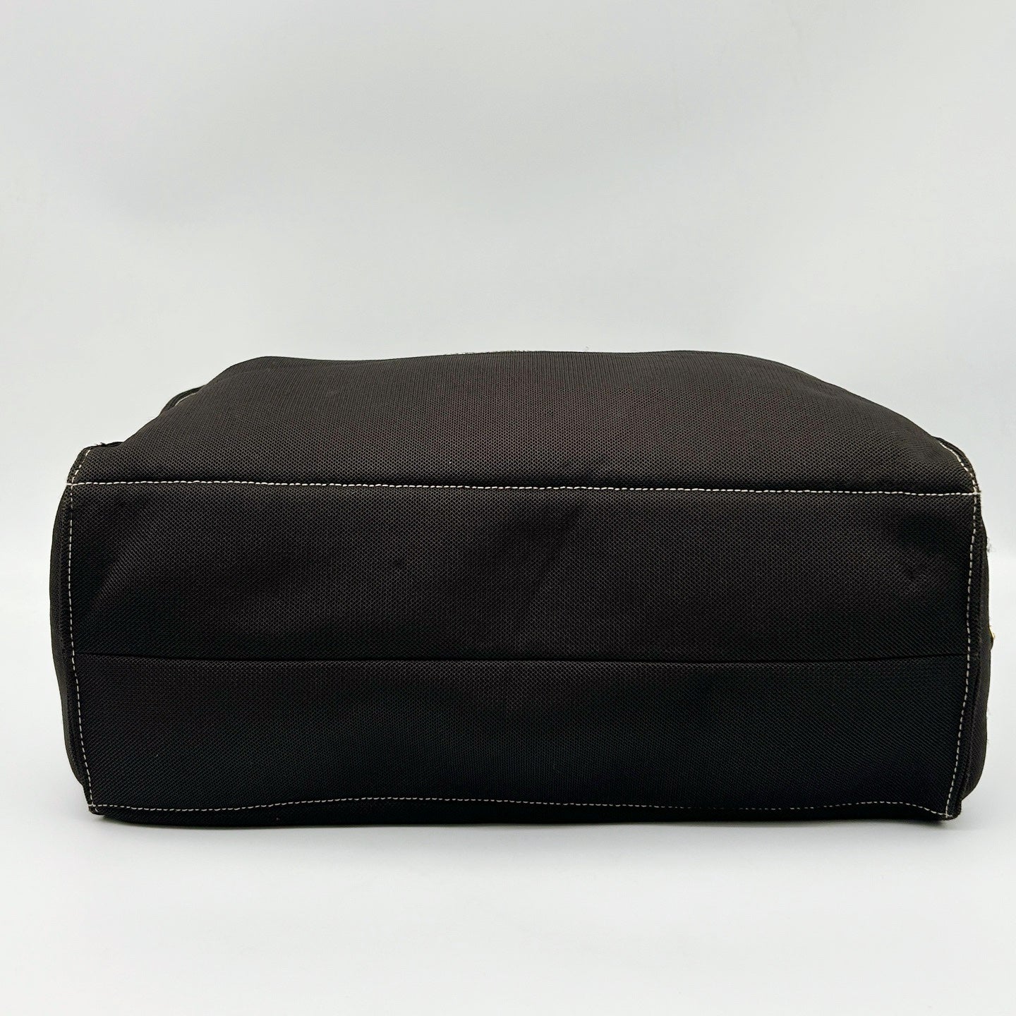 PRADA Dark Grey Brown Canvas Large Tote Bag [Used]