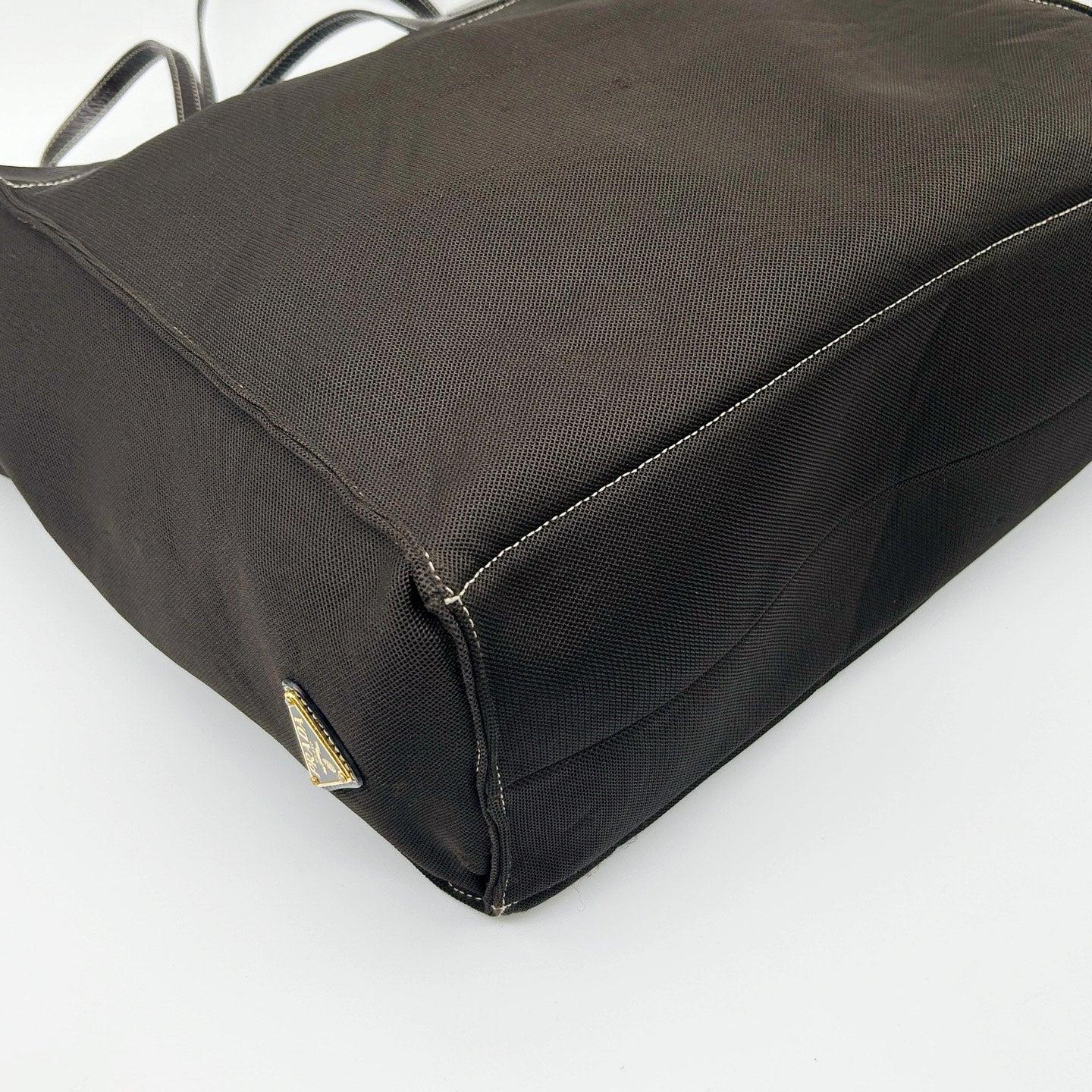 PRADA Dark Grey Brown Canvas Large Tote Bag [Used]
