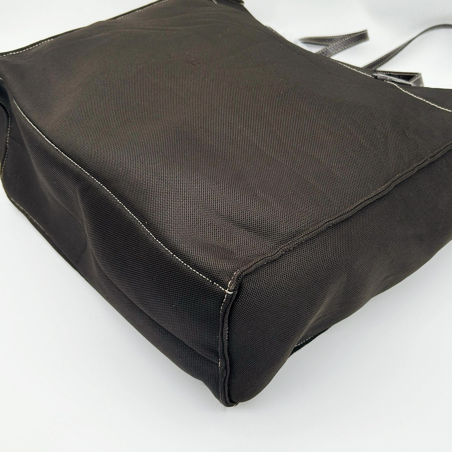 PRADA Dark Grey Brown Canvas Large Tote Bag [Used]