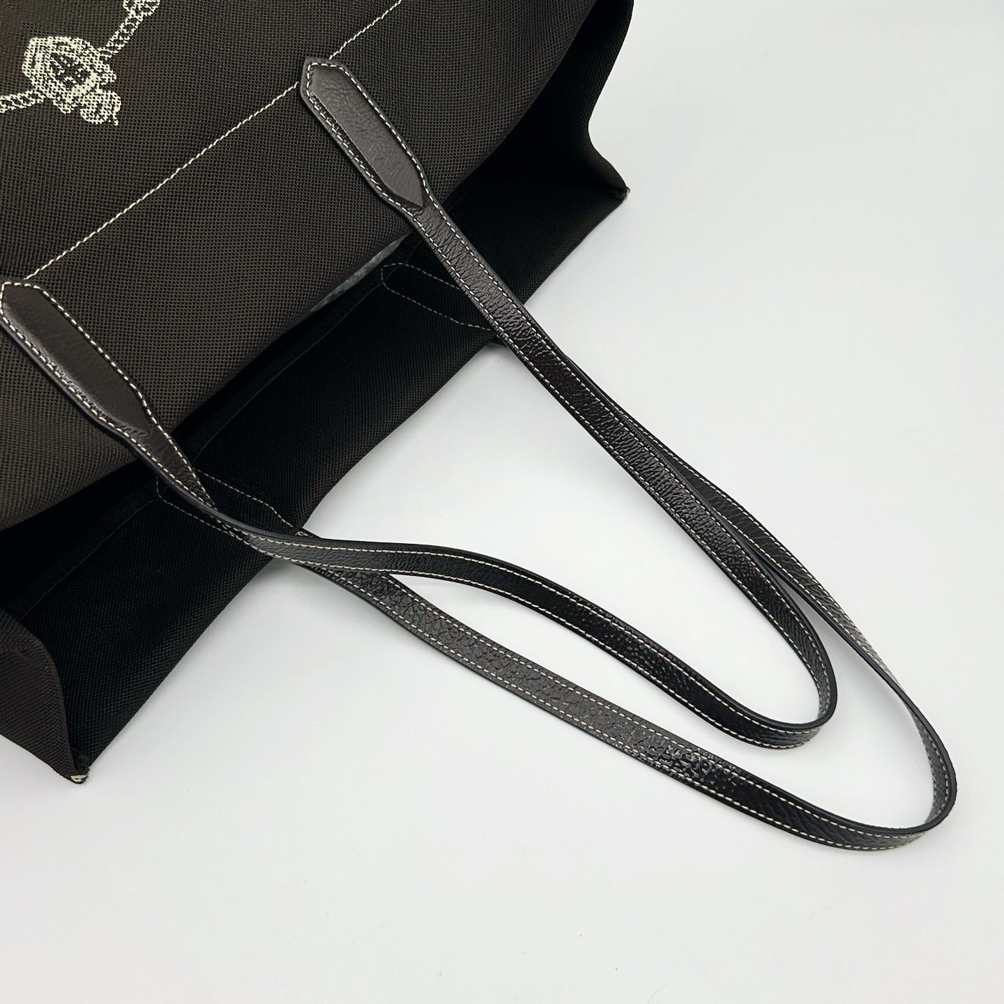 PRADA Dark Grey Brown Canvas Large Tote Bag [Used]