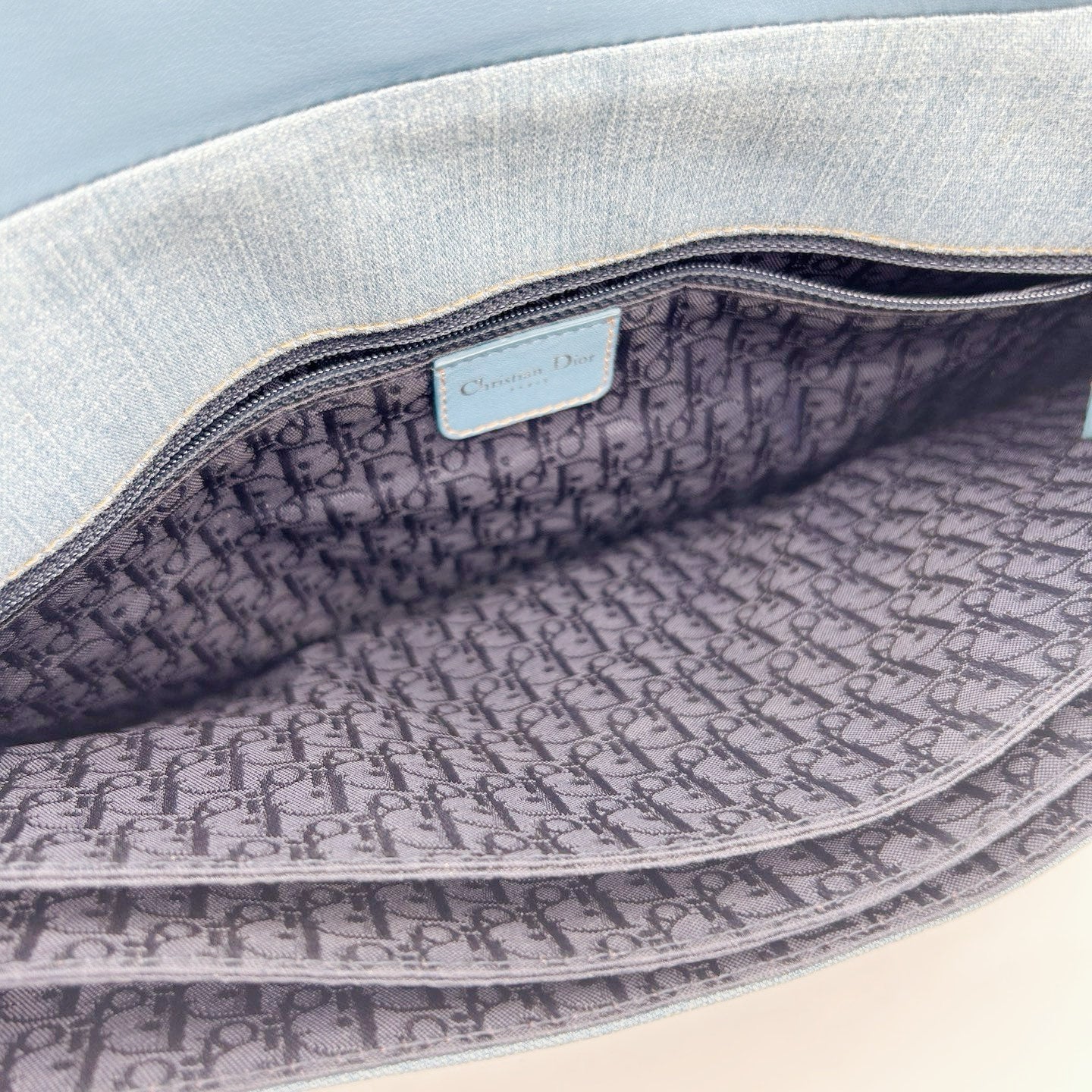 Christian Dior Light Blue Denim Ballet Lace-Up Saddle Shoulder Bag [Used]