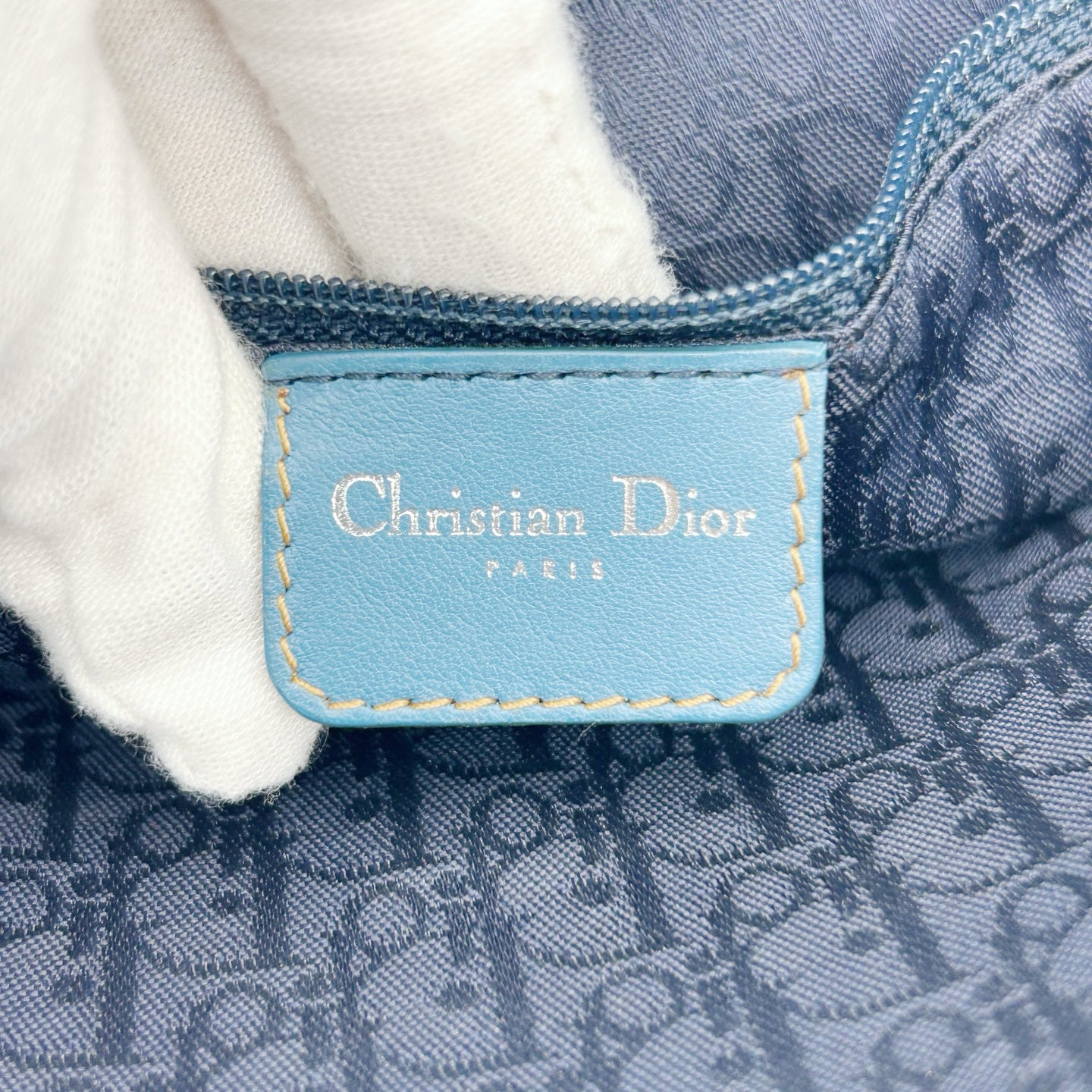 Christian Dior Light Blue Denim Ballet Lace-Up Saddle Shoulder Bag [Used]