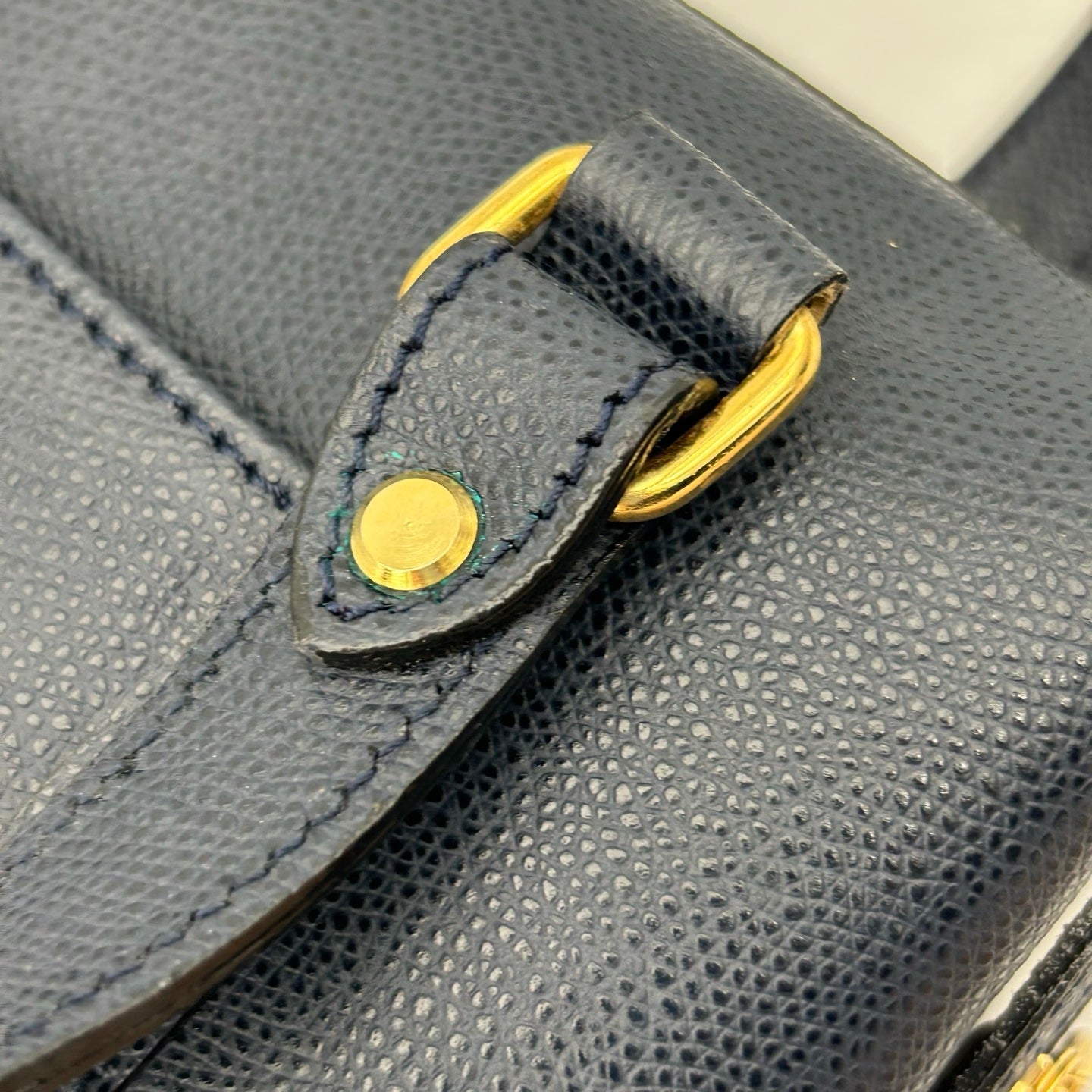BALLY Blue Leather Top Handle Box Bag [Used]
