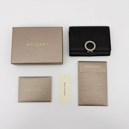 BVLGARI Black Leather Bi-Fold Wallet [Used]