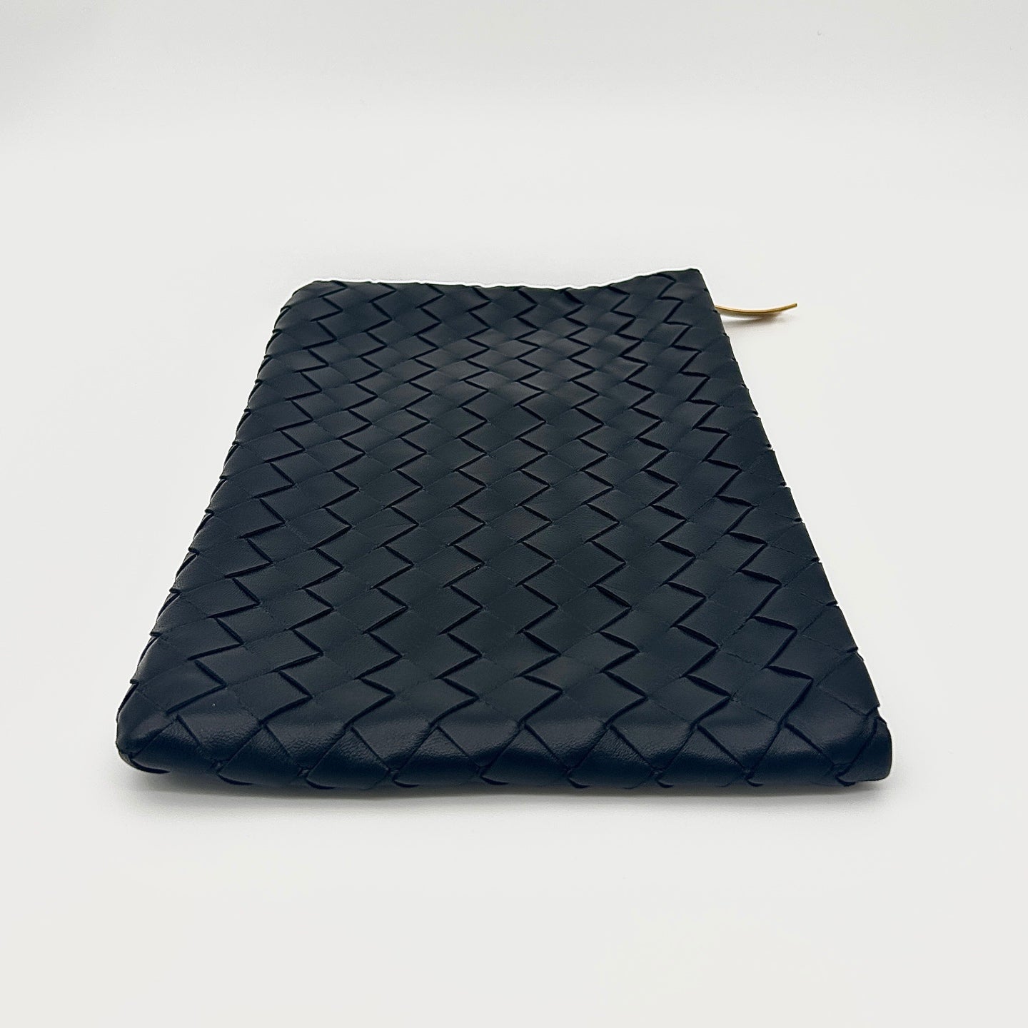 BOTTEGA VENETA Black Intrecciato Lambskin Zip Clutch Bag [Used]