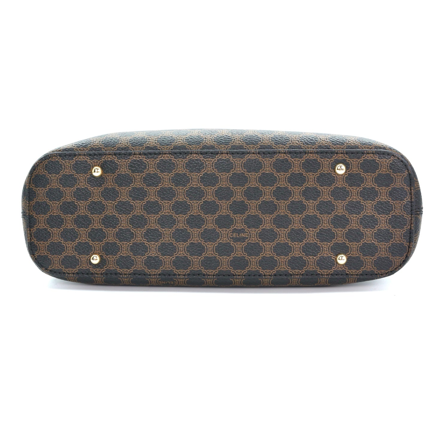 Celine Vintage Black Macadam Canvas Flap Shoulder Bag Gold Ring [Used]