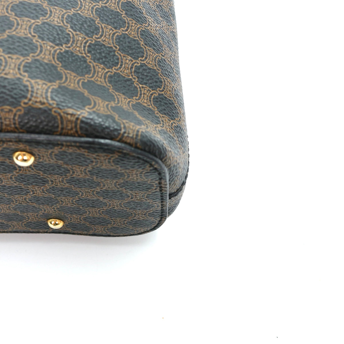 Celine Vintage Black Macadam Canvas Flap Shoulder Bag Gold Ring [Used]