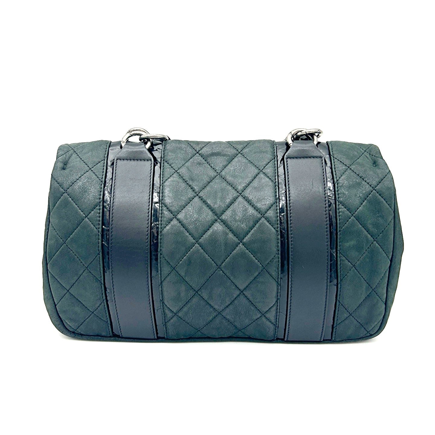 CHANEL Dark Green Pearl Calfskin 2-Way School Lock Messenger Bag [Used]