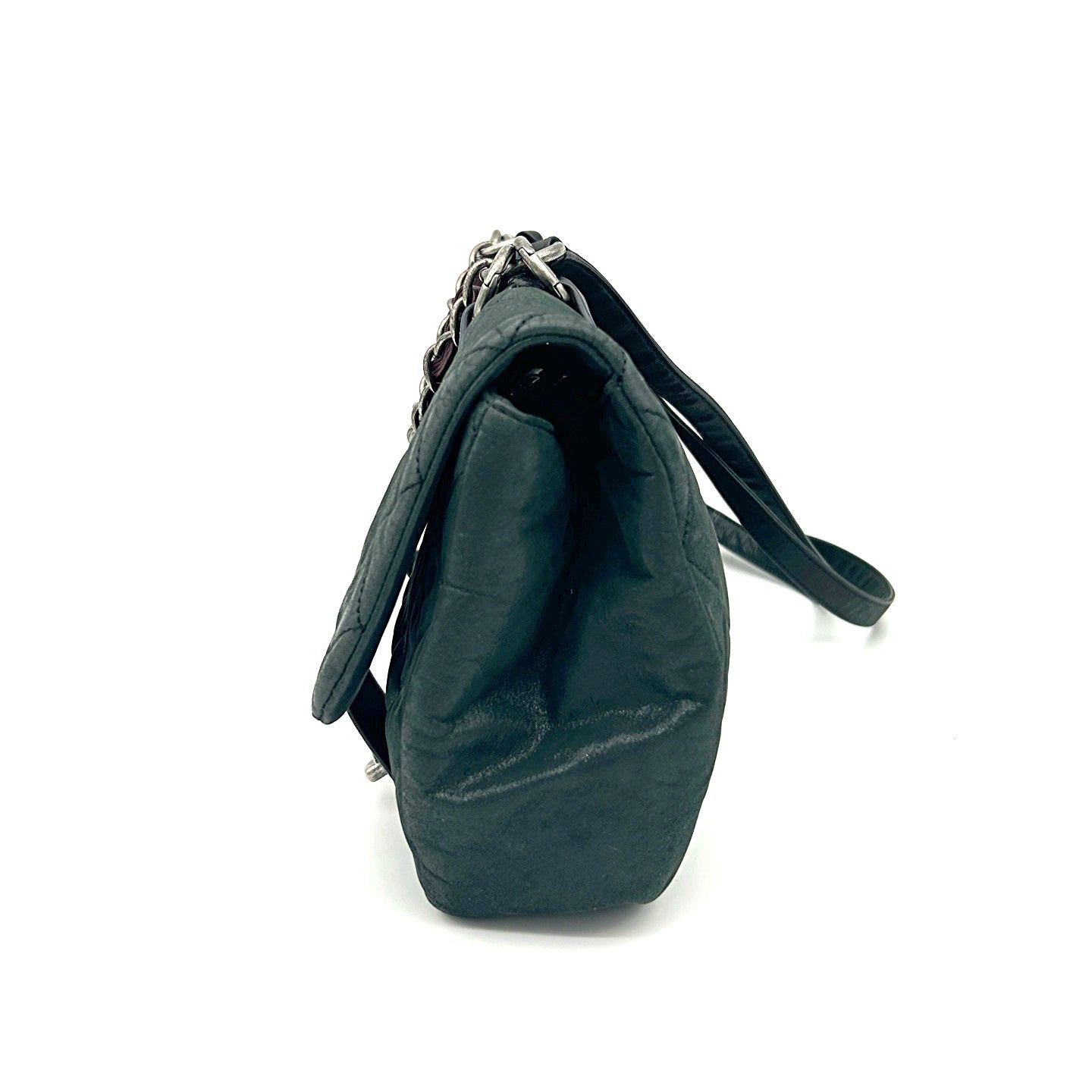 CHANEL Dark Green Pearl Calfskin 2-Way School Lock Messenger Bag [Used]