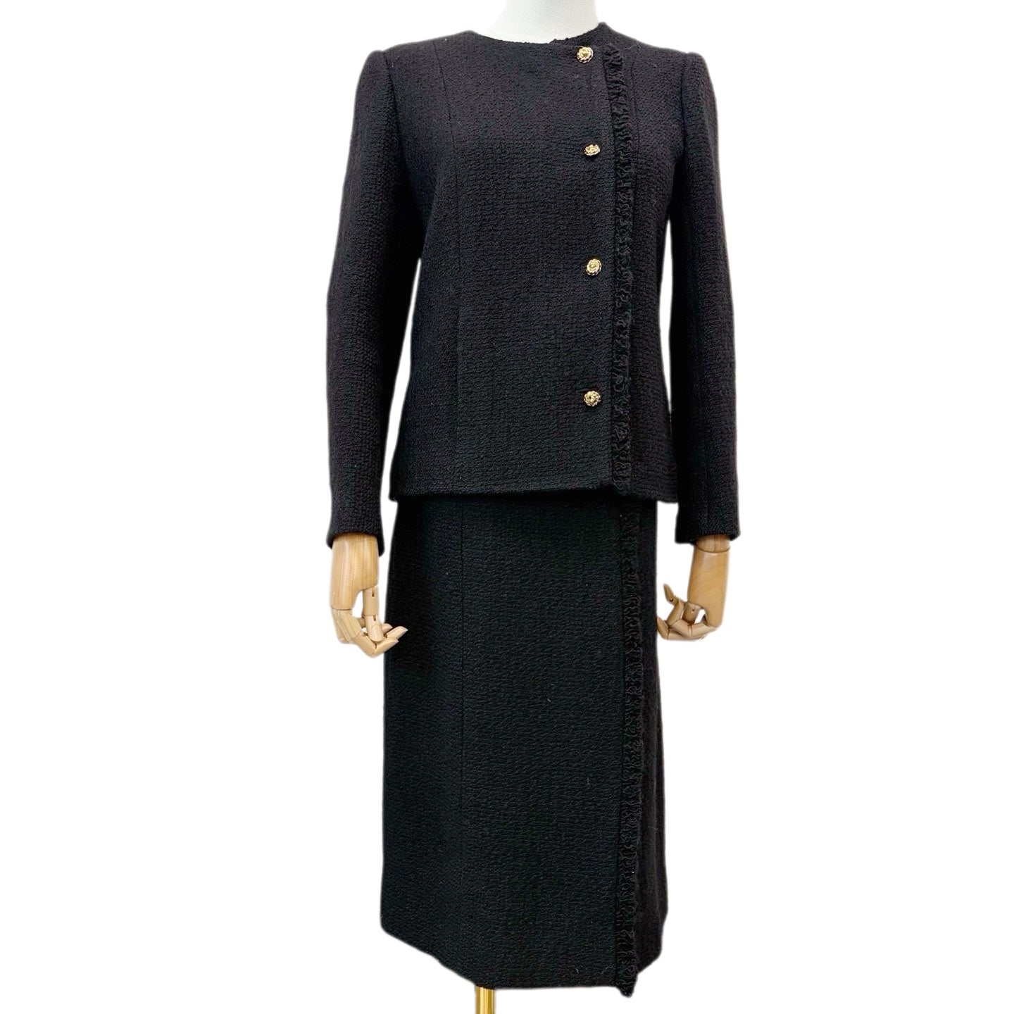 CHANEL Classic Black Tweed Skirt Suit Set Size 38 [Used]