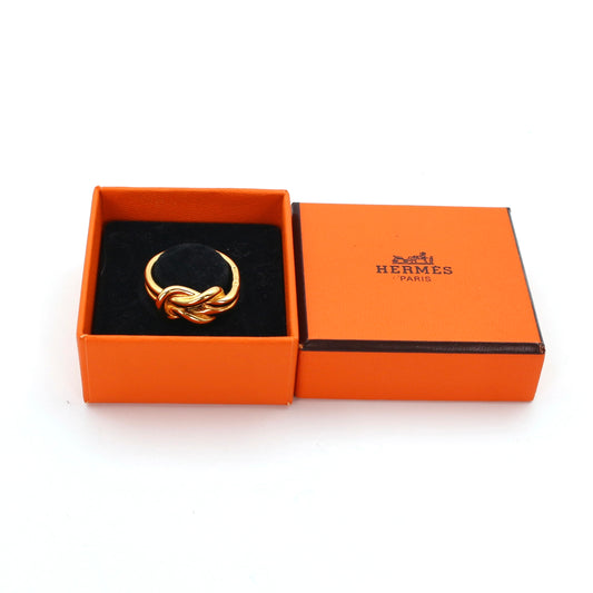 HERMÈS Gold Twisted Scarf Ring [Used]