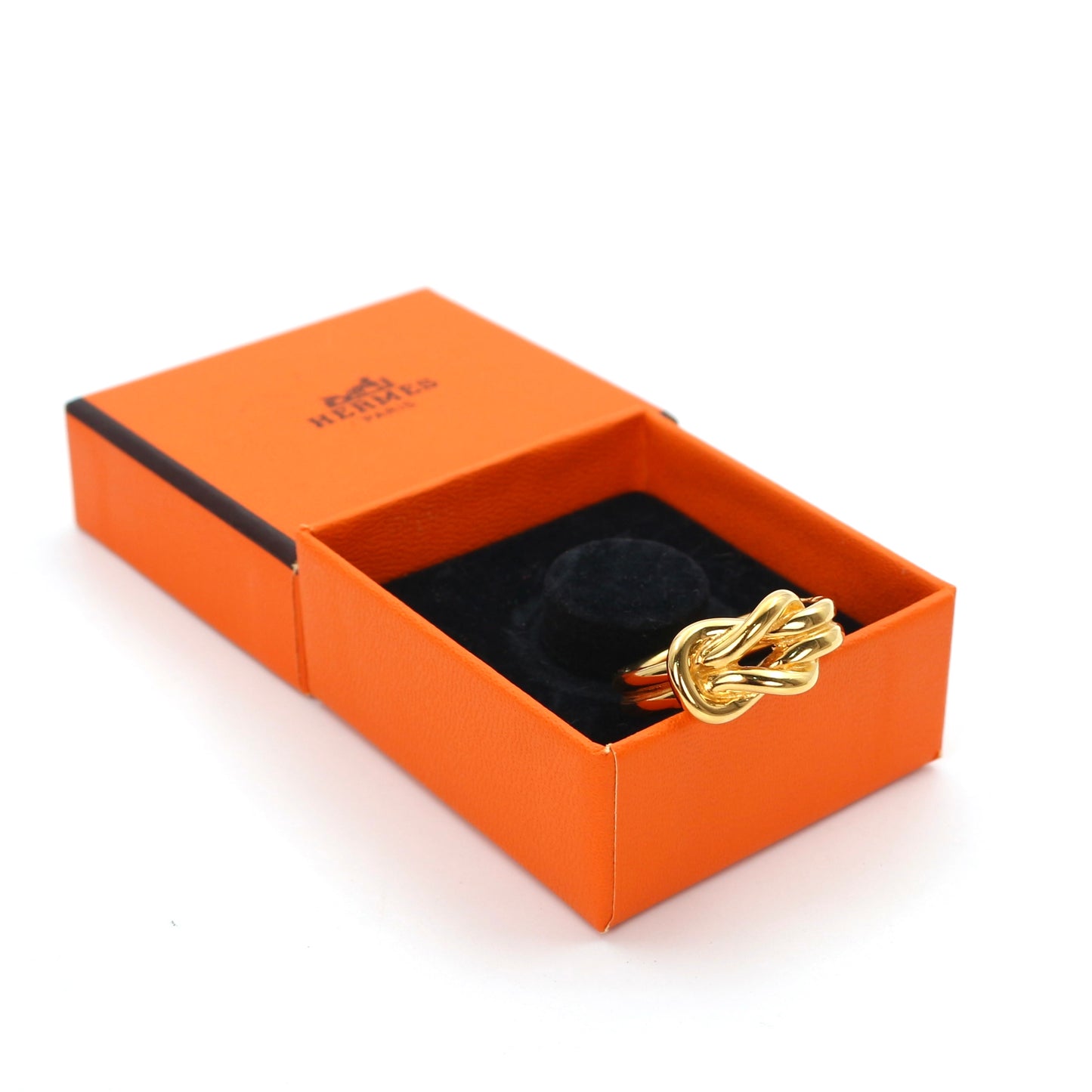 HERMÈS Gold Twisted Scarf Ring [Used]