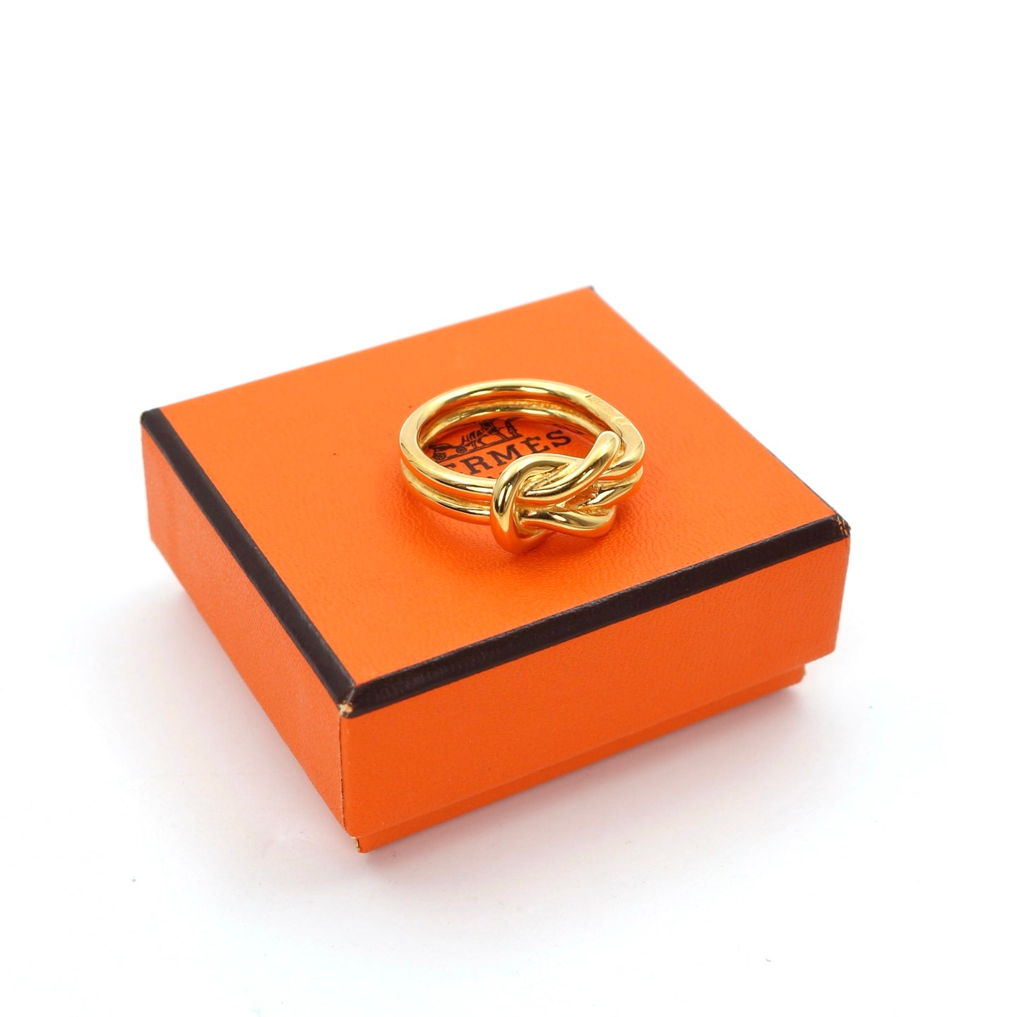 HERMÈS Gold Twisted Scarf Ring [Used]