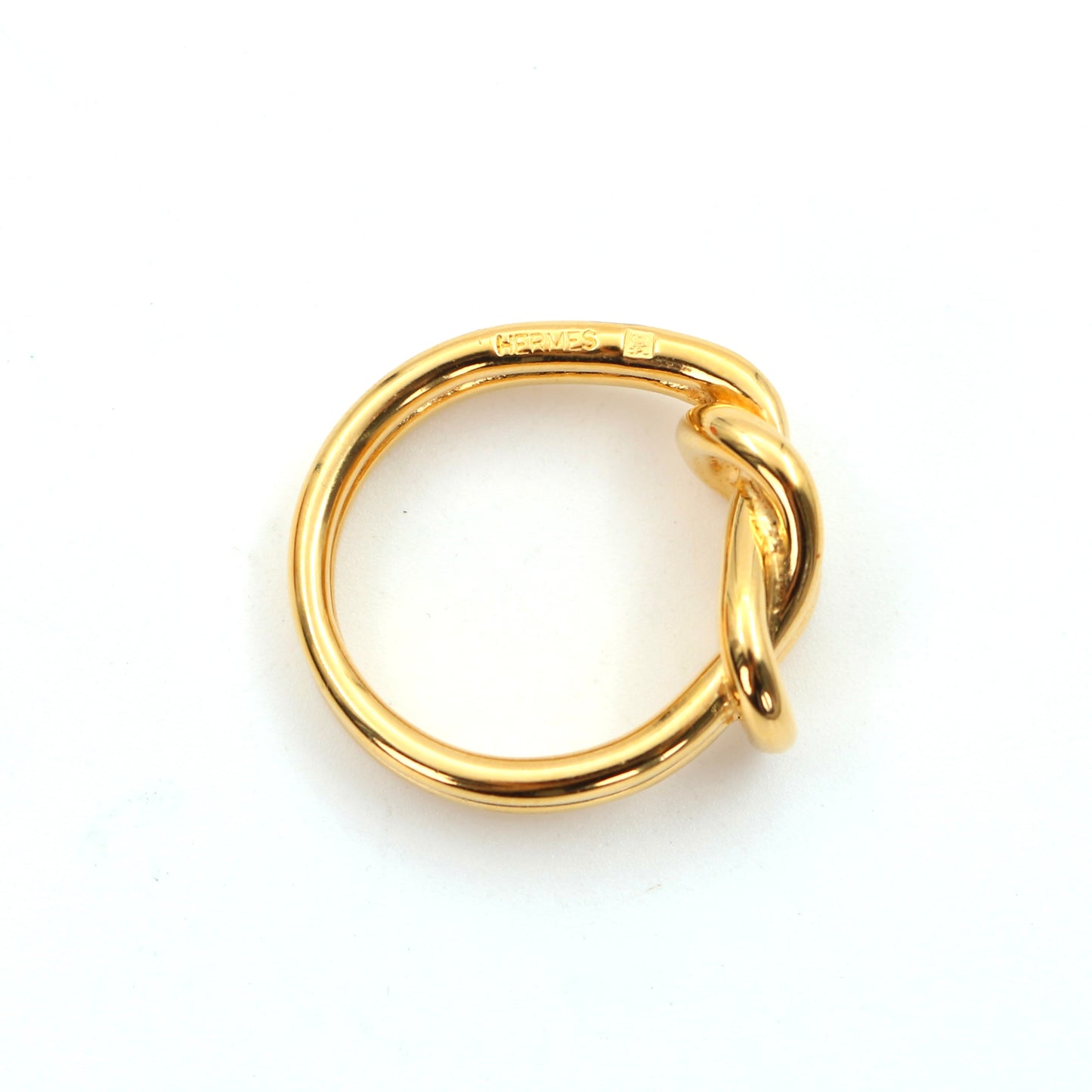 HERMÈS Gold Twisted Scarf Ring [Used]