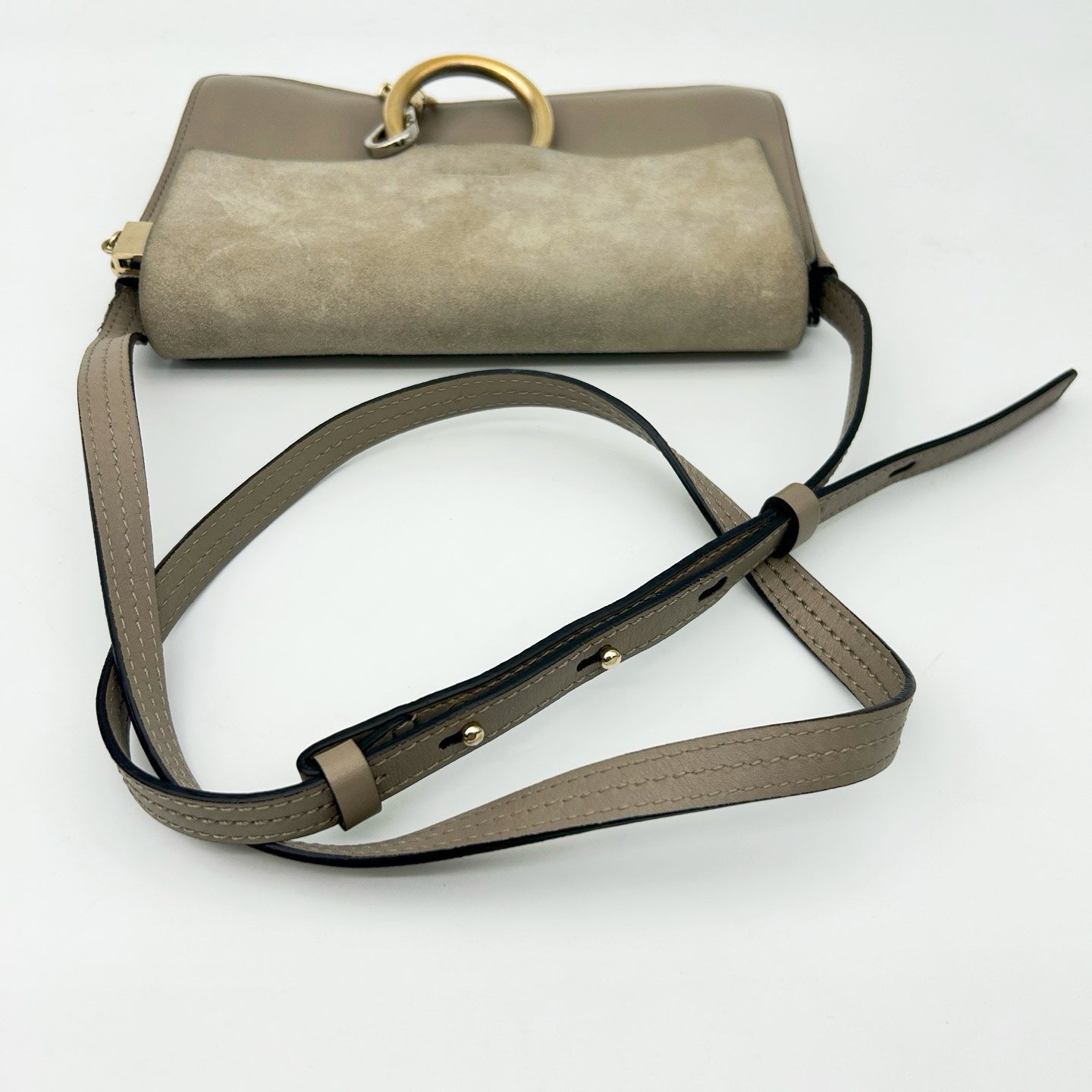 Chloé Faye Motty Grey Suede & Leather Shoulder Bag [Used]