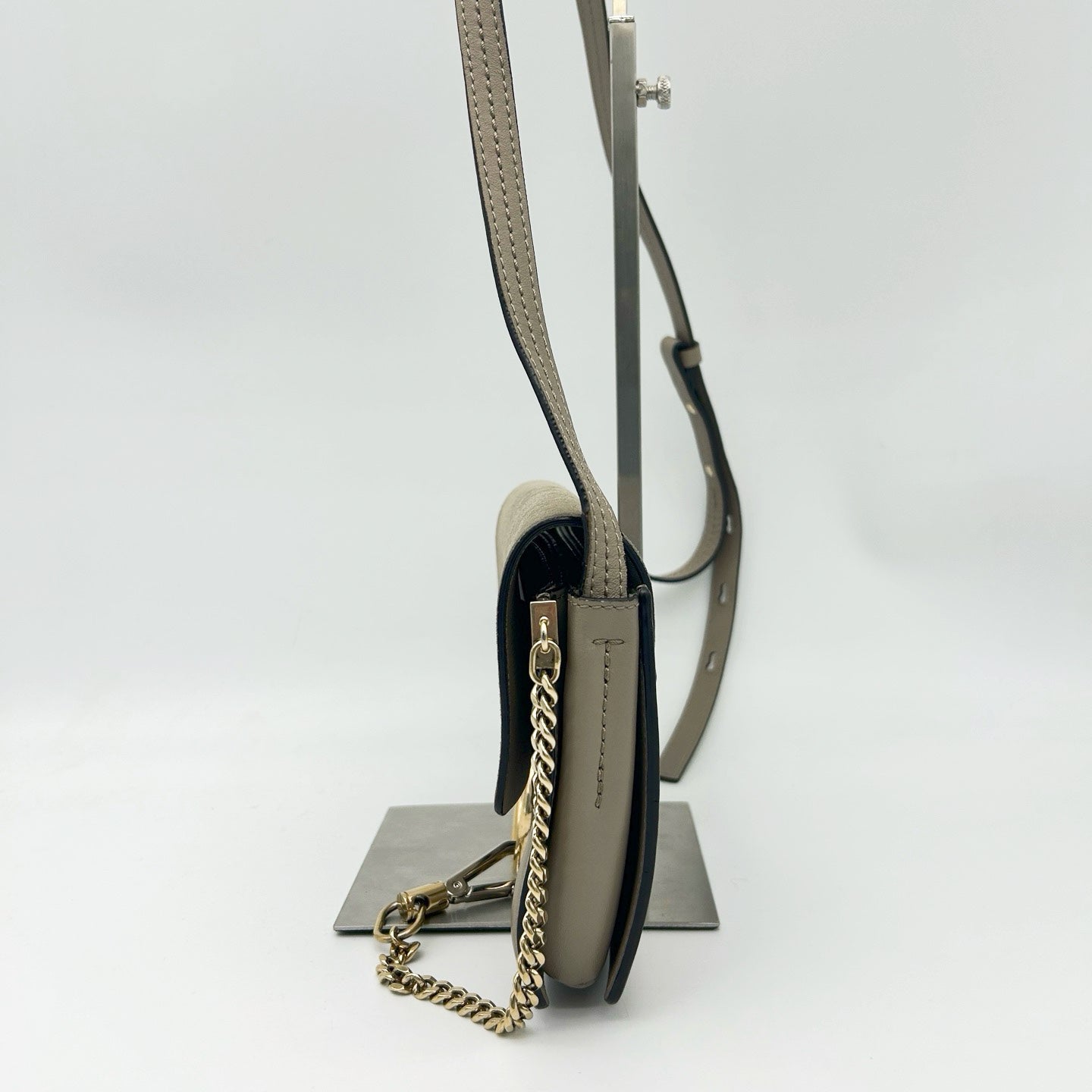 Chloé Faye Motty Grey Suede & Leather Shoulder Bag [Used]