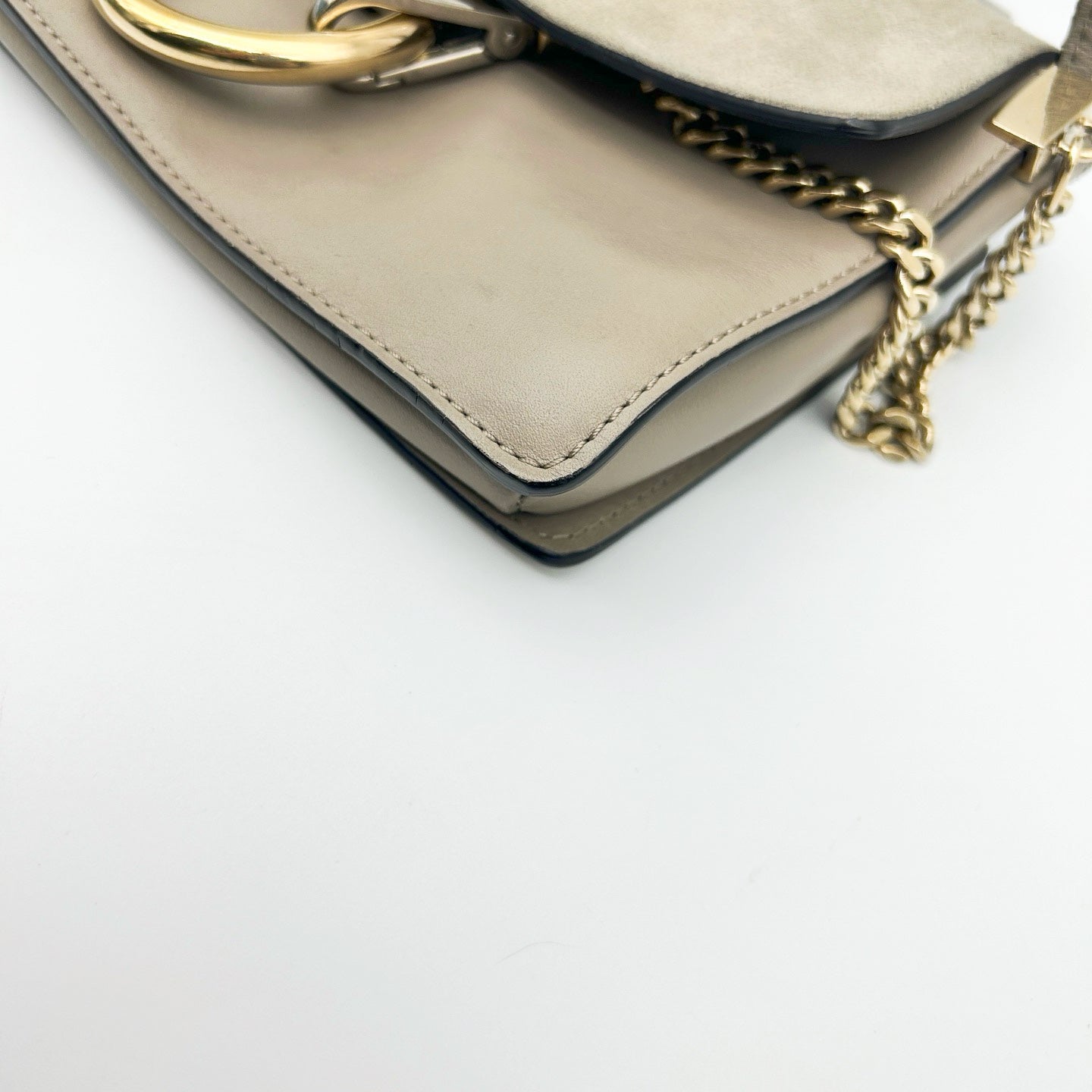 Chloé Faye Motty Grey Suede & Leather Shoulder Bag [Used]