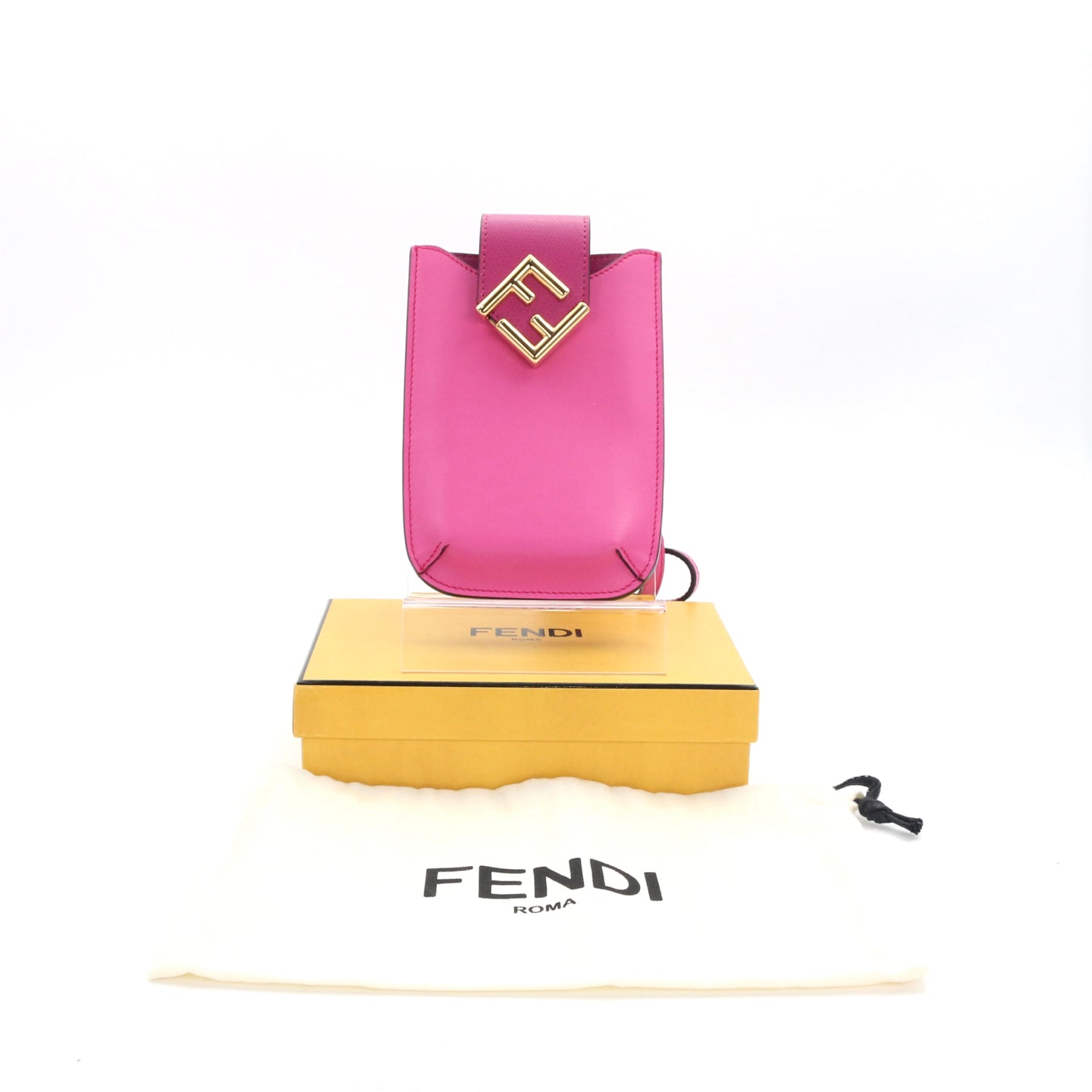 FENDI FF Diamond Leather Phone Pouch Pink [Unused]