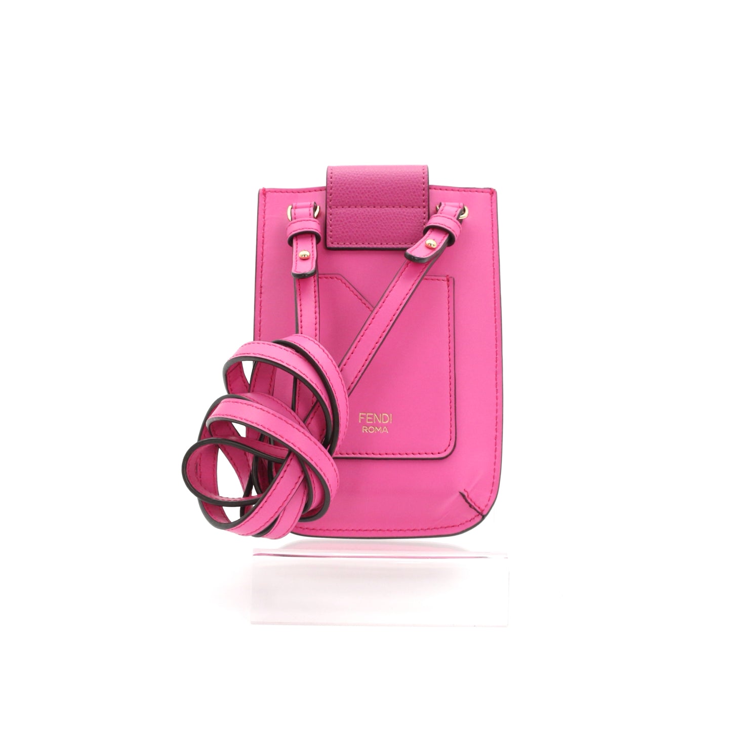 FENDI FF Diamond Leather Phone Pouch Pink [Unused]
