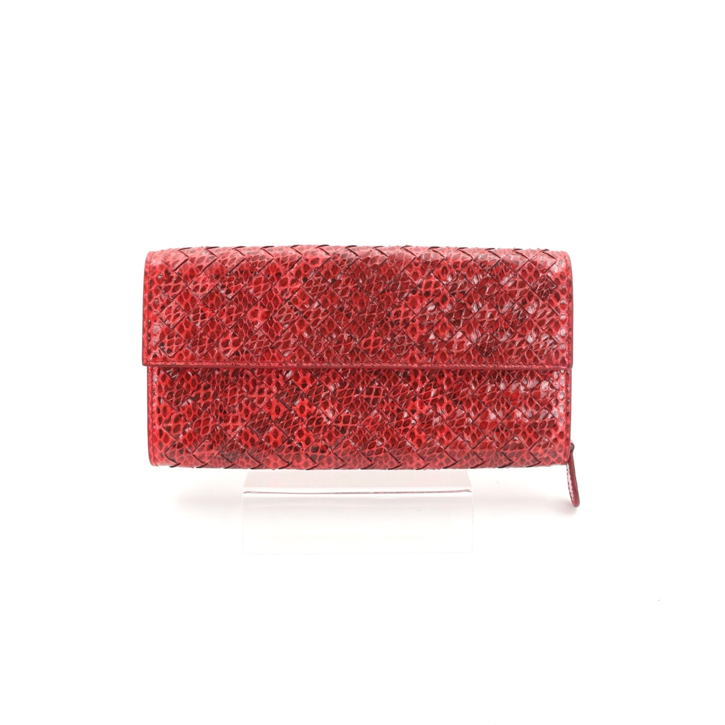 BOTTEGA VENETA Red Python Leather Long Wallet [Used]