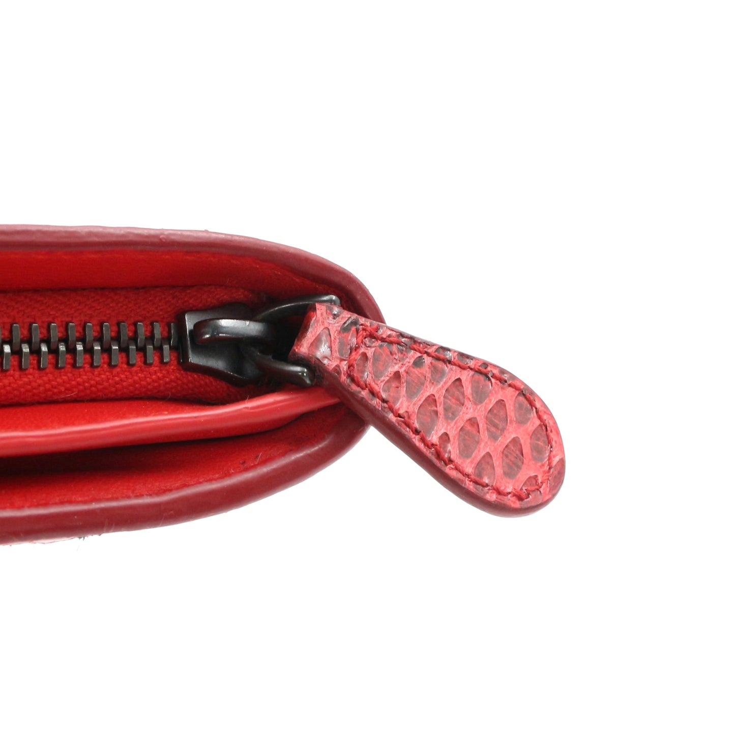 BOTTEGA VENETA Red Python Leather Long Wallet [Used]