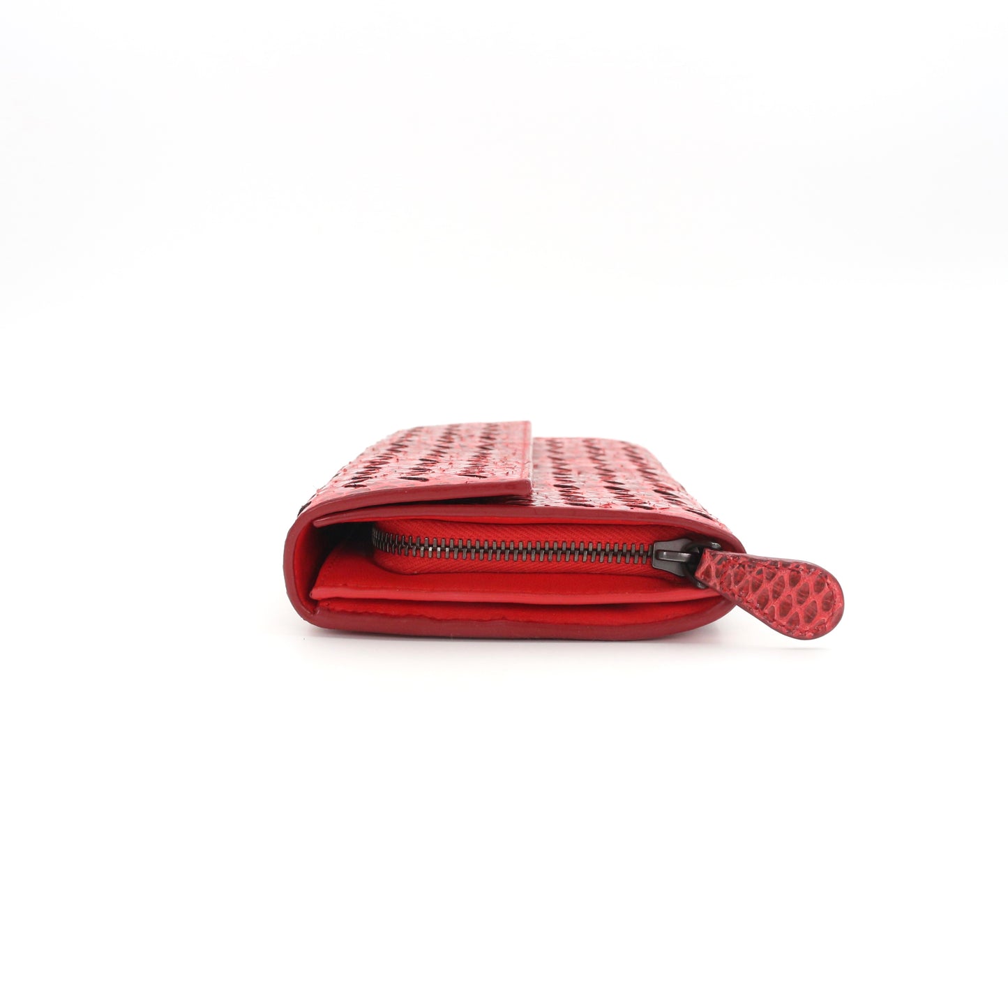 BOTTEGA VENETA Red Python Leather Long Wallet [Used]
