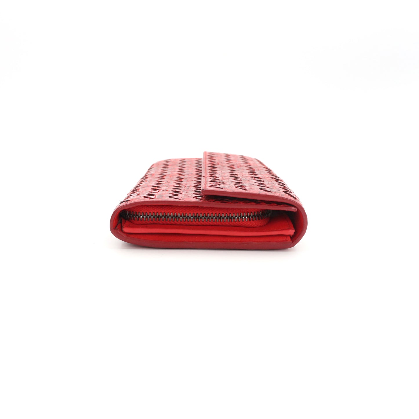 BOTTEGA VENETA Red Python Leather Long Wallet [Used]