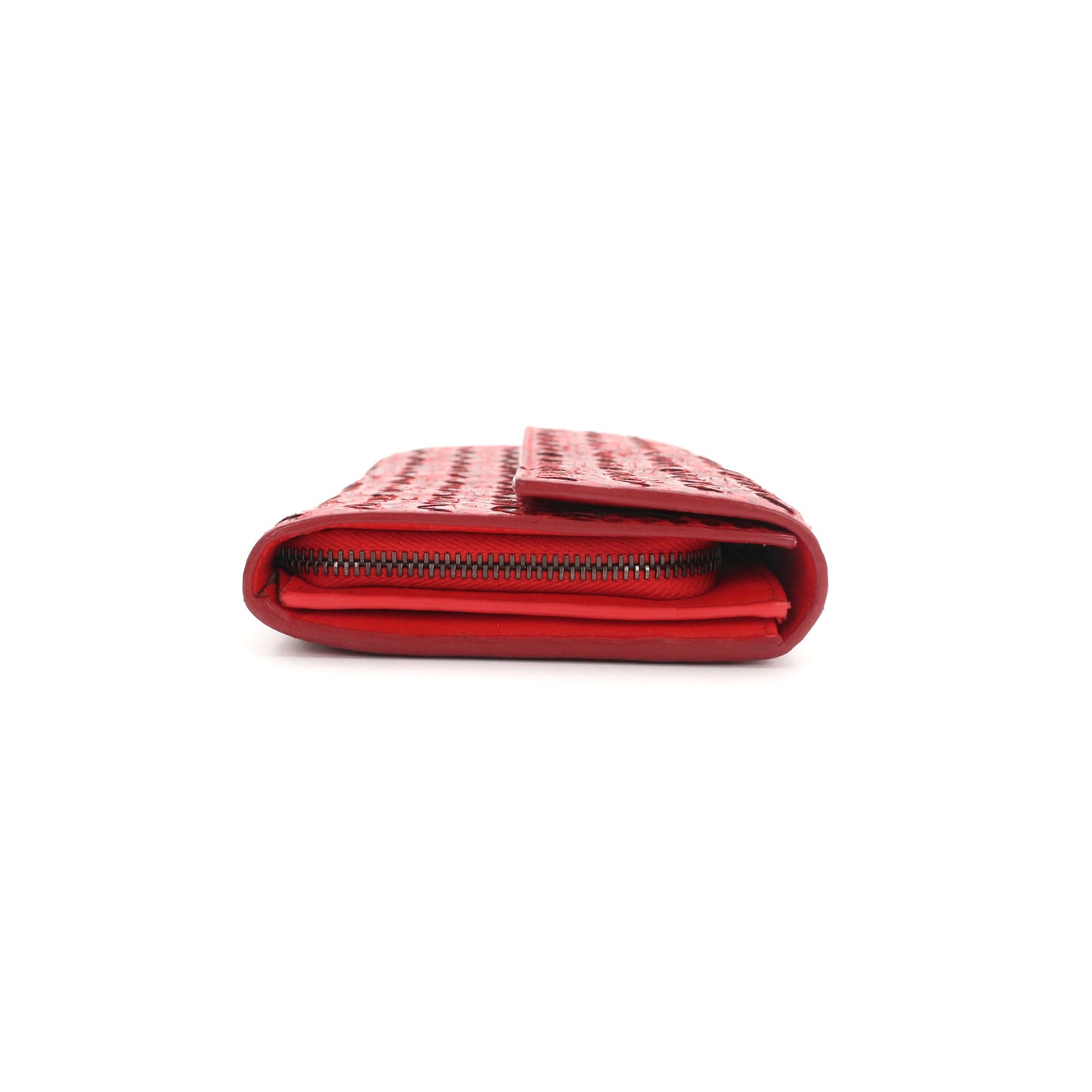 BOTTEGA VENETA Red Python Leather Long Wallet [Used]