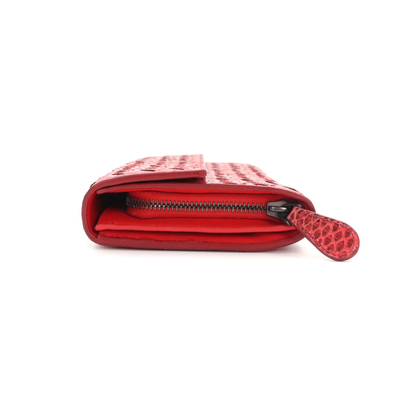 BOTTEGA VENETA Red Python Leather Long Wallet [Used]