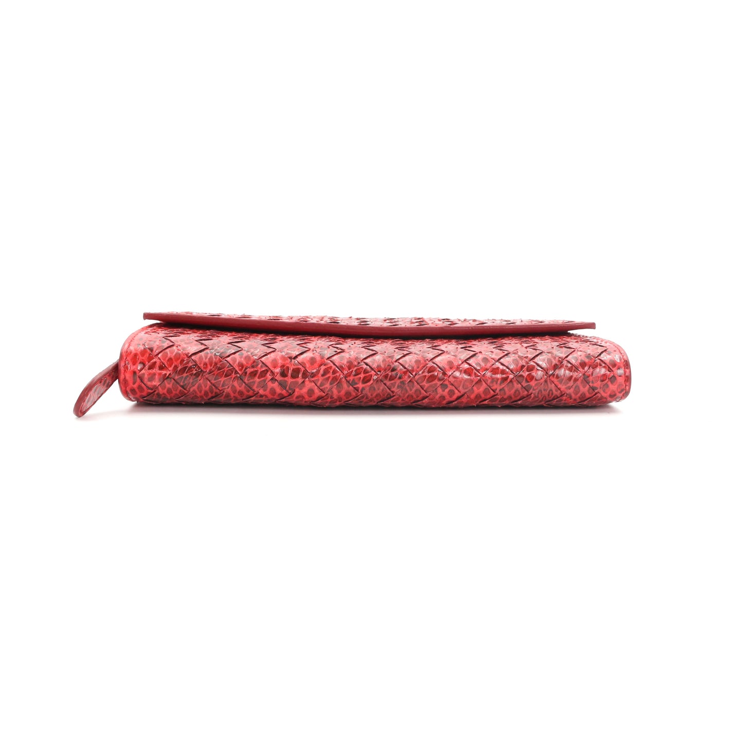 BOTTEGA VENETA Red Python Leather Long Wallet [Used]