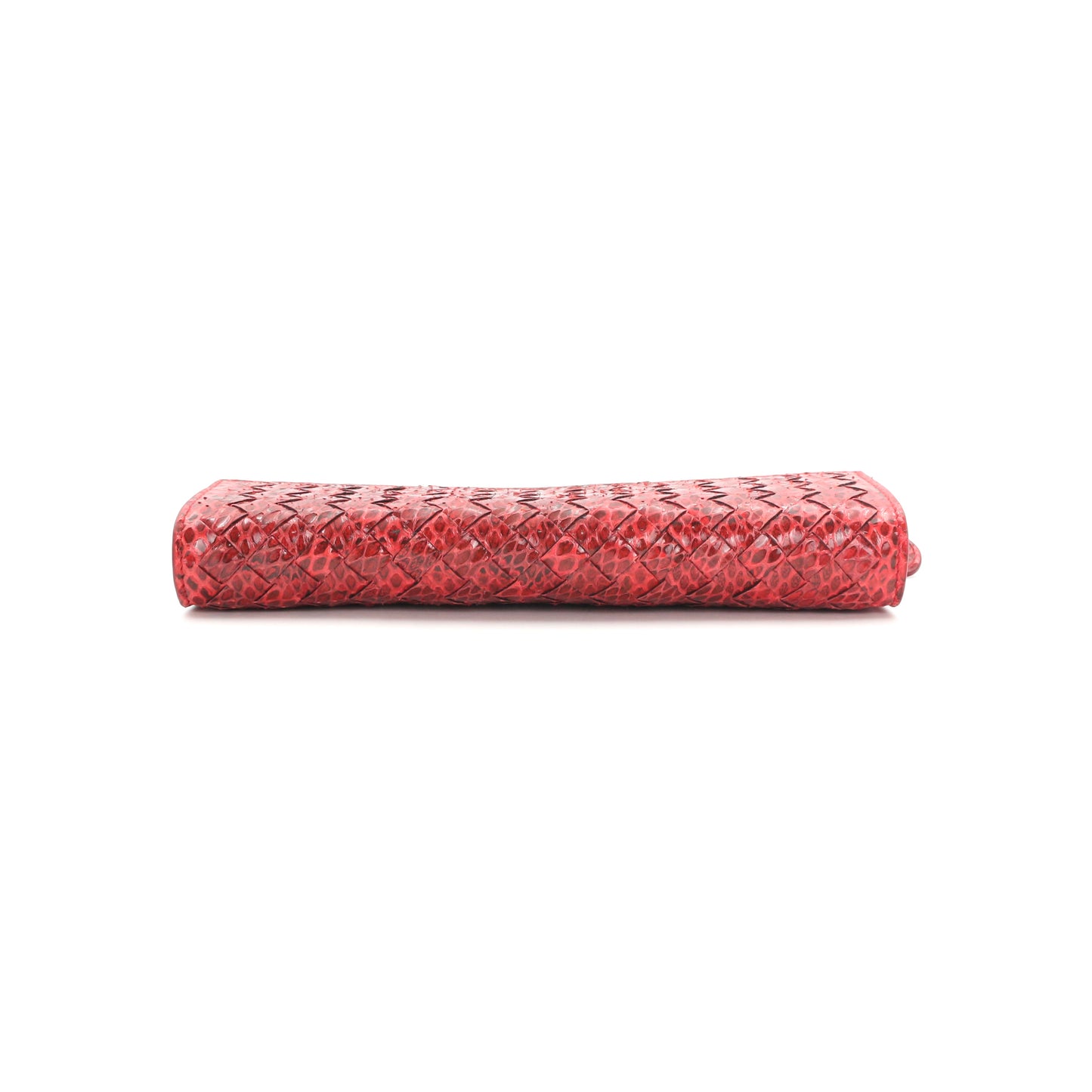 BOTTEGA VENETA Red Python Leather Long Wallet [Used]