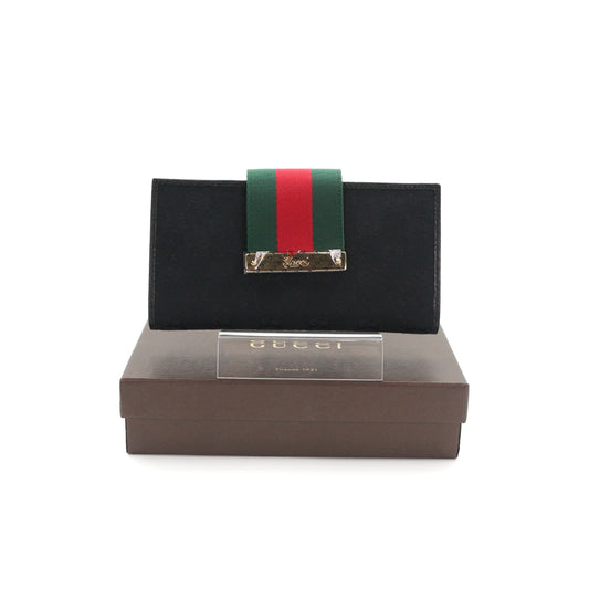 GUCCI Sherry Line GG Canvas Leather Long Wallet [Unused]