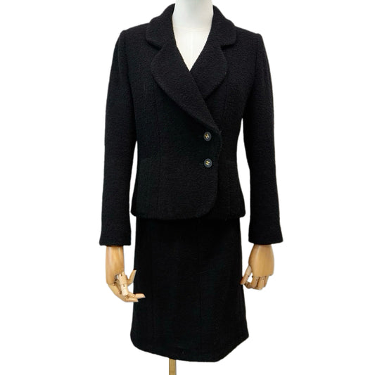CHANEL Black Tweed Skirt Suit Set Size 38 [Used]