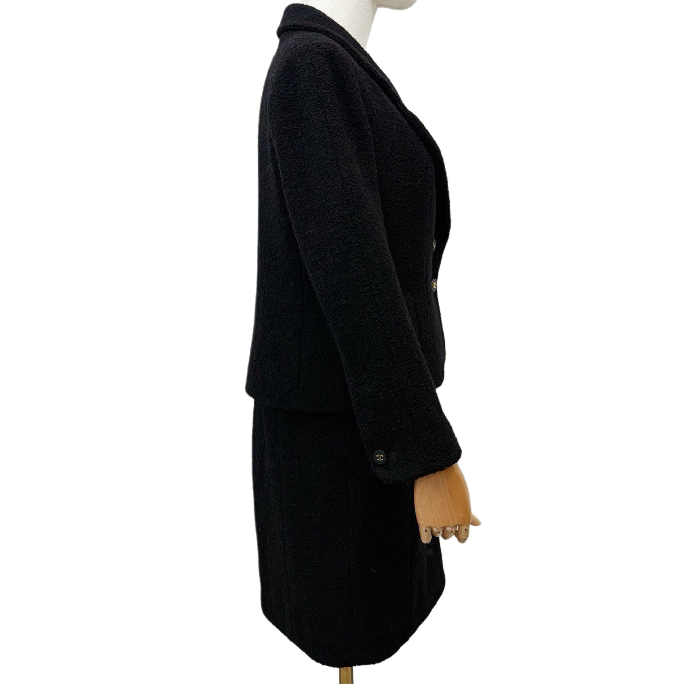 CHANEL Black Tweed Skirt Suit Set Size 38 [Used]