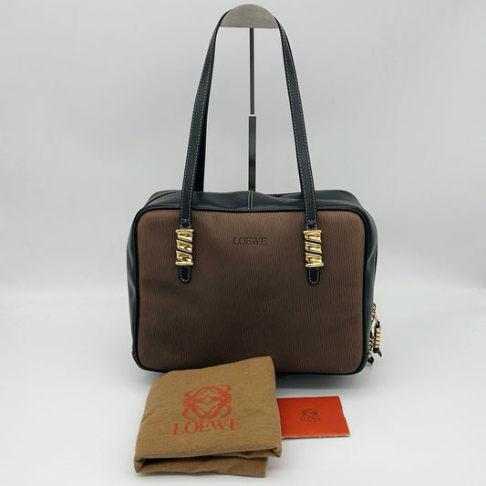 LOEWE Brown & Black Leather Boston Bag [Used]