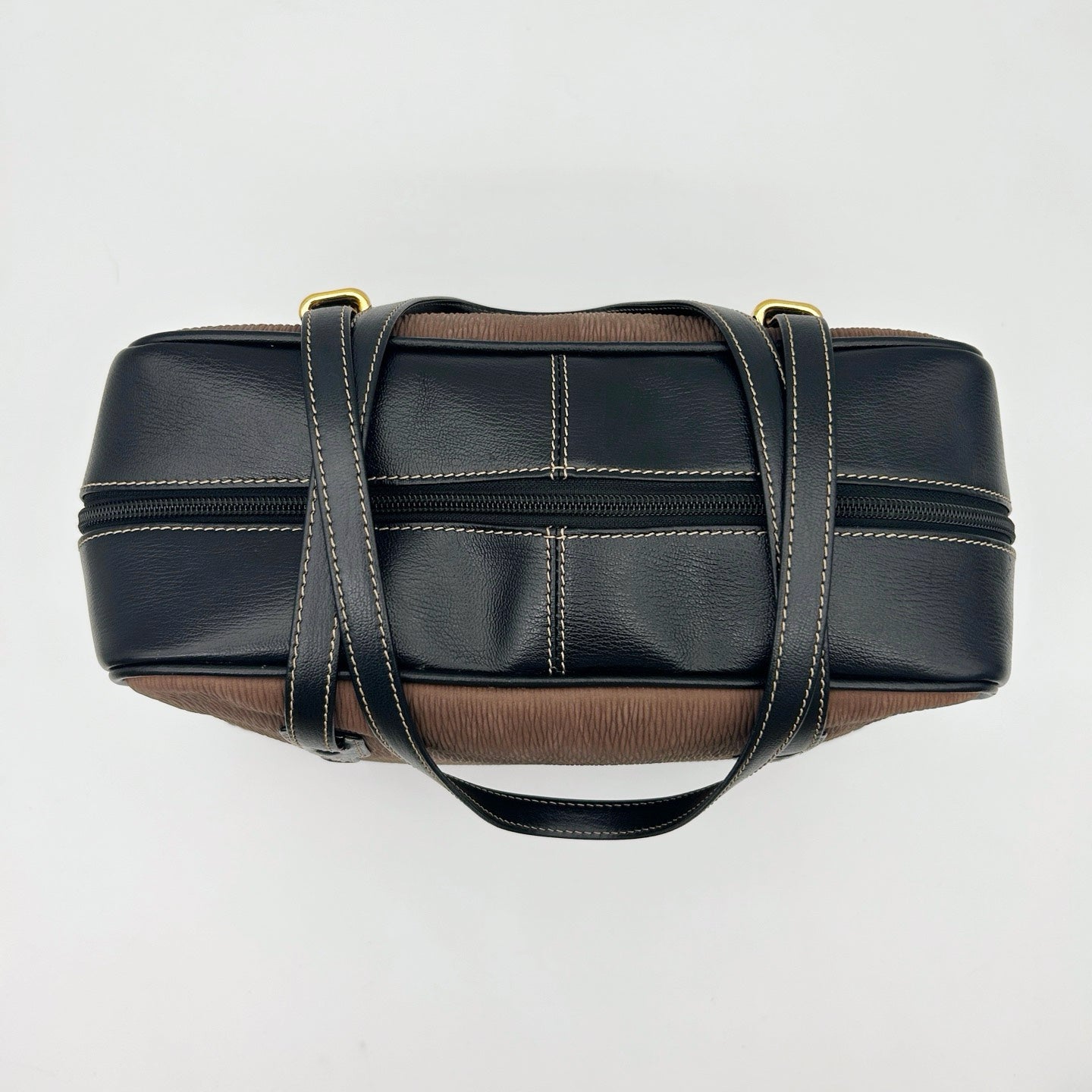 LOEWE Brown & Black Leather Boston Bag [Used]