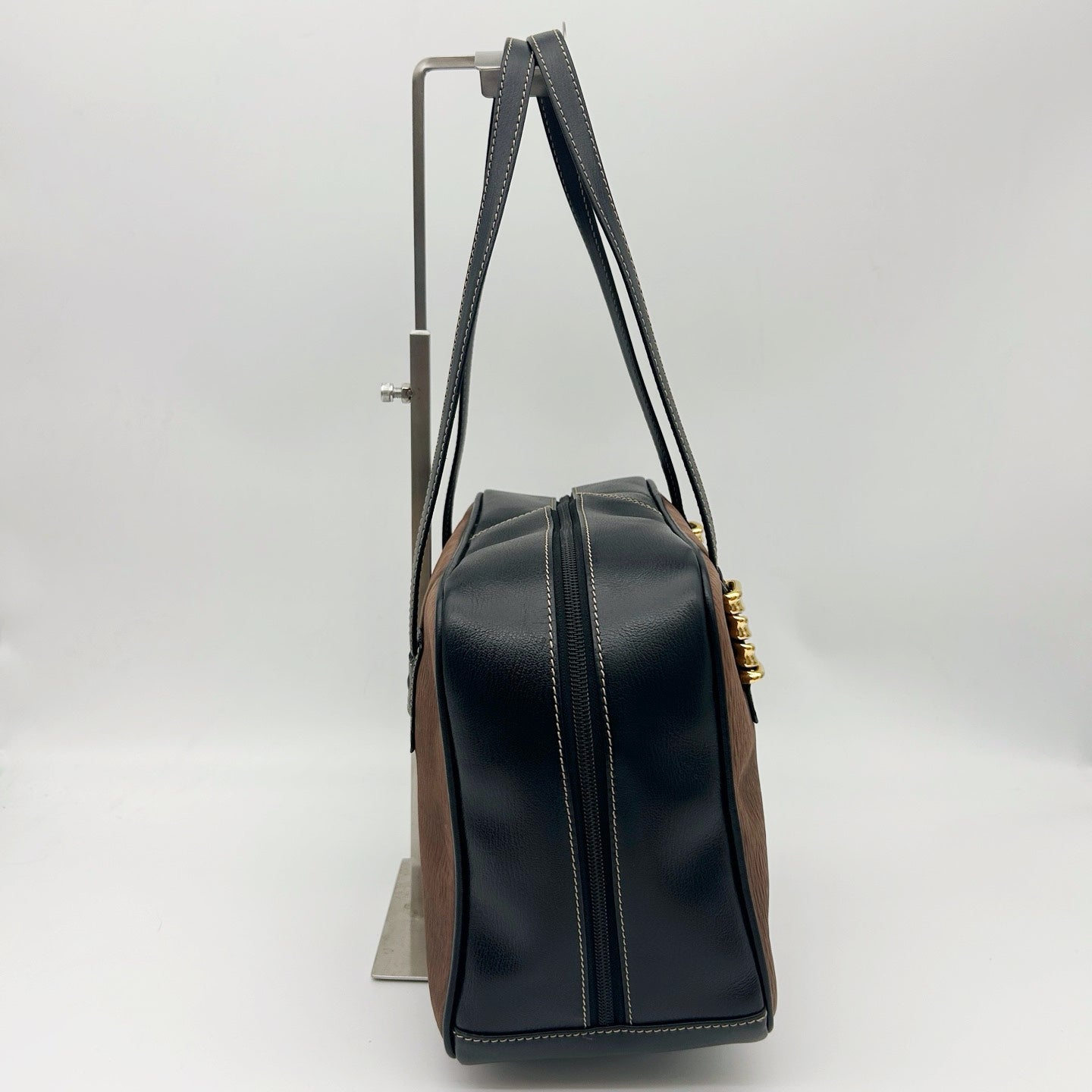 LOEWE Brown & Black Leather Boston Bag [Used]
