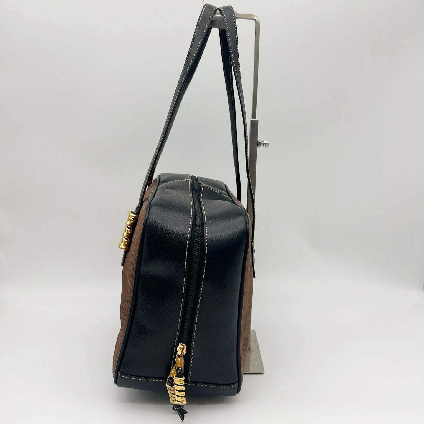 LOEWE Brown & Black Leather Boston Bag [Used]